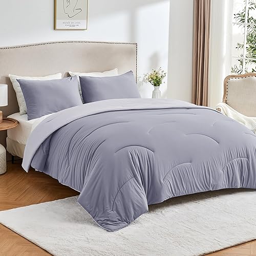 Vista 10 de Edredón tamaño individual/individual XL, juego de edredón alternativo para todas las estaciones, suave y acogedor, ultra suave, ligero y afelpado