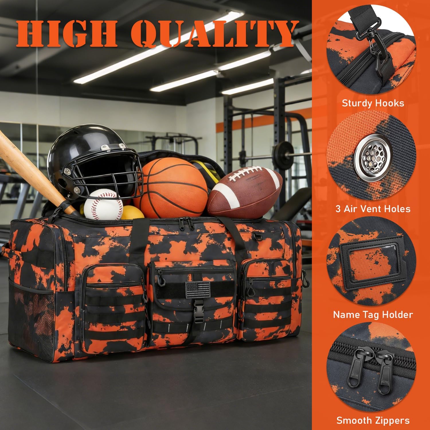 132L Extra Large Duffle Bag for Men - Heavy Duty Sports Gym Equipment Travel Duffel Bag, Perfect for Soccer Baseball Basketball Hockey Football Team Coaches & More