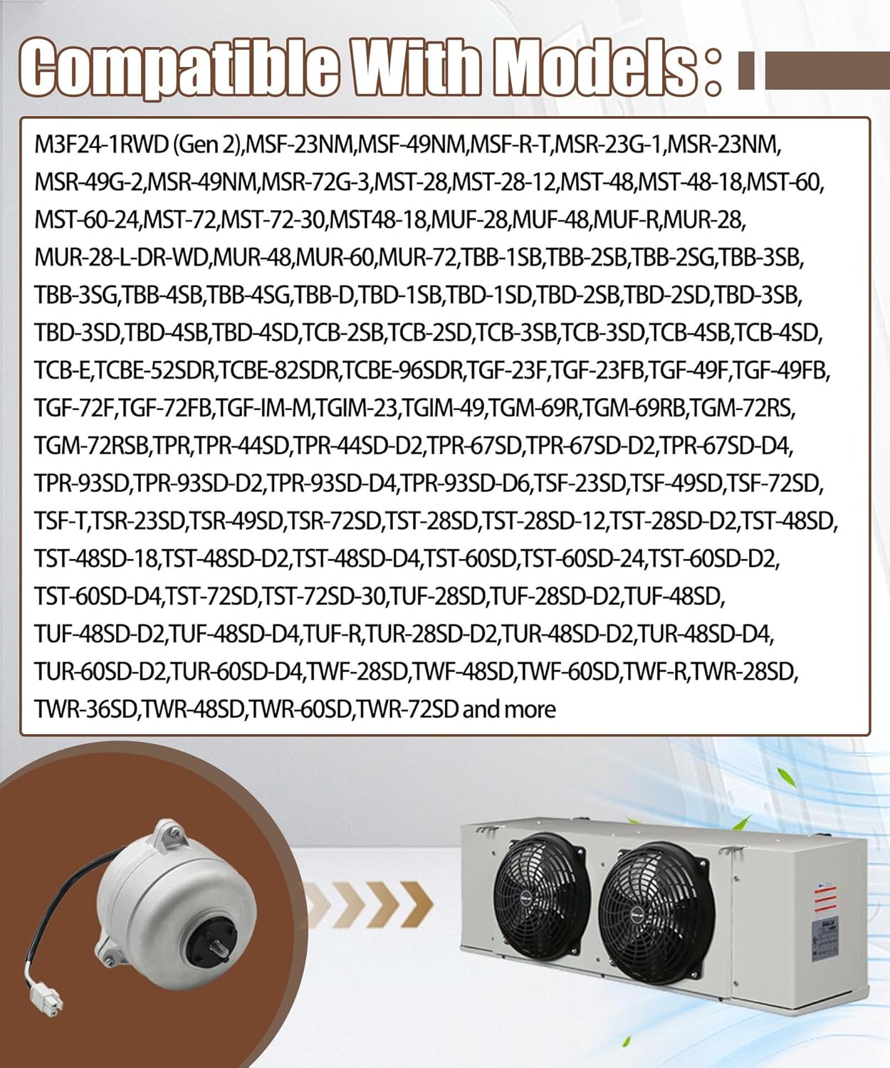 3963328120 TRBA3963328120 Evaporator/Cond Fan Motor/Air Conditioning Condenser Motor Compatible with Turbo Air,Replace 02-70917, 2-70917, MB02-70917, MB2-70917（115V, 60Hz,1600r/min）