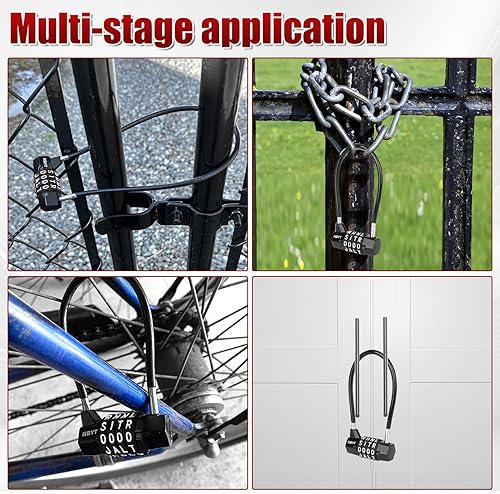 Miniatura 7 de Cerraduras de cable con letras, texto, combinación de palabras, cuerda de cable de acero con código reiniciable para bicicletas, taquillas,