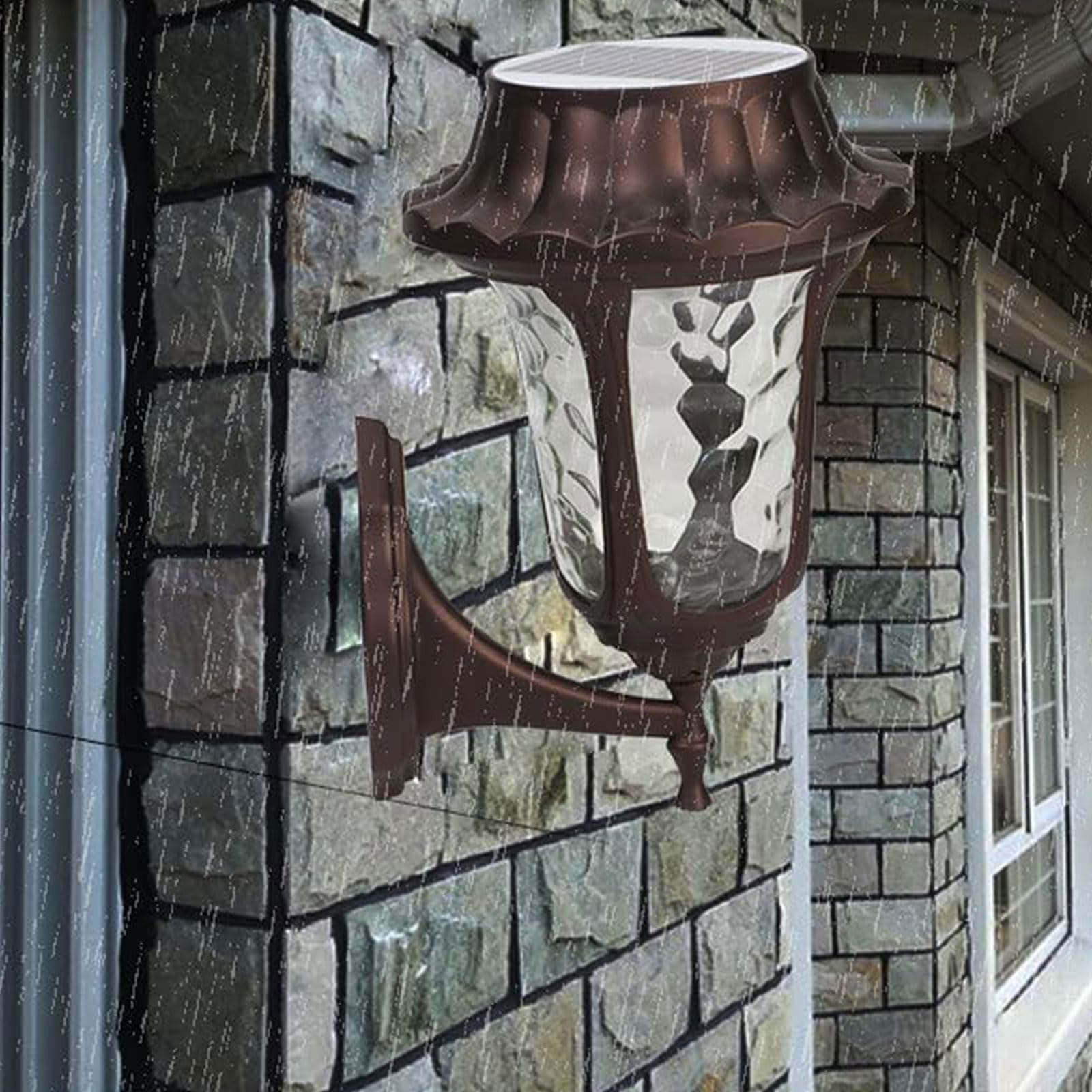LED Wall Light, Outdoor Wall Sconce Patio Solar IP55 Lamp Exterior Semi-Flush Mount Lighting for Balcony Courtyard Garden