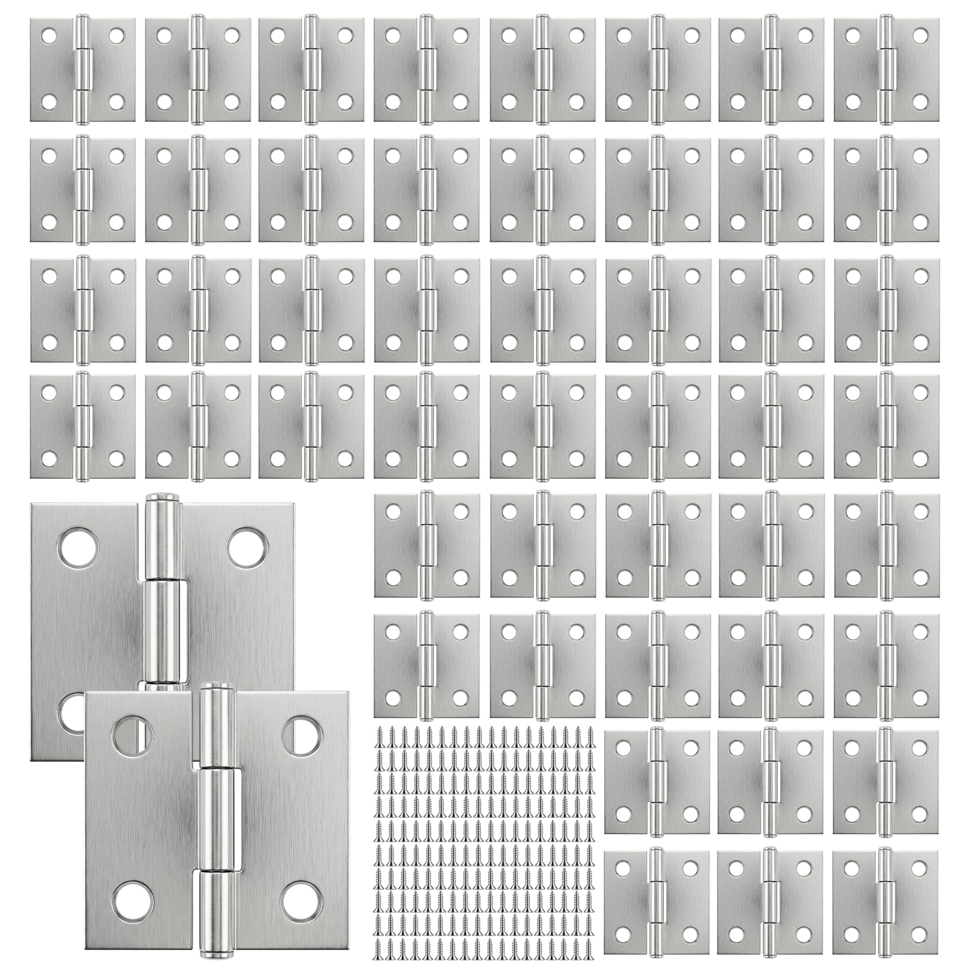 Charnières en acier inoxydable argenté antirouille lot de 100 mini charnières de coffre 25 mm