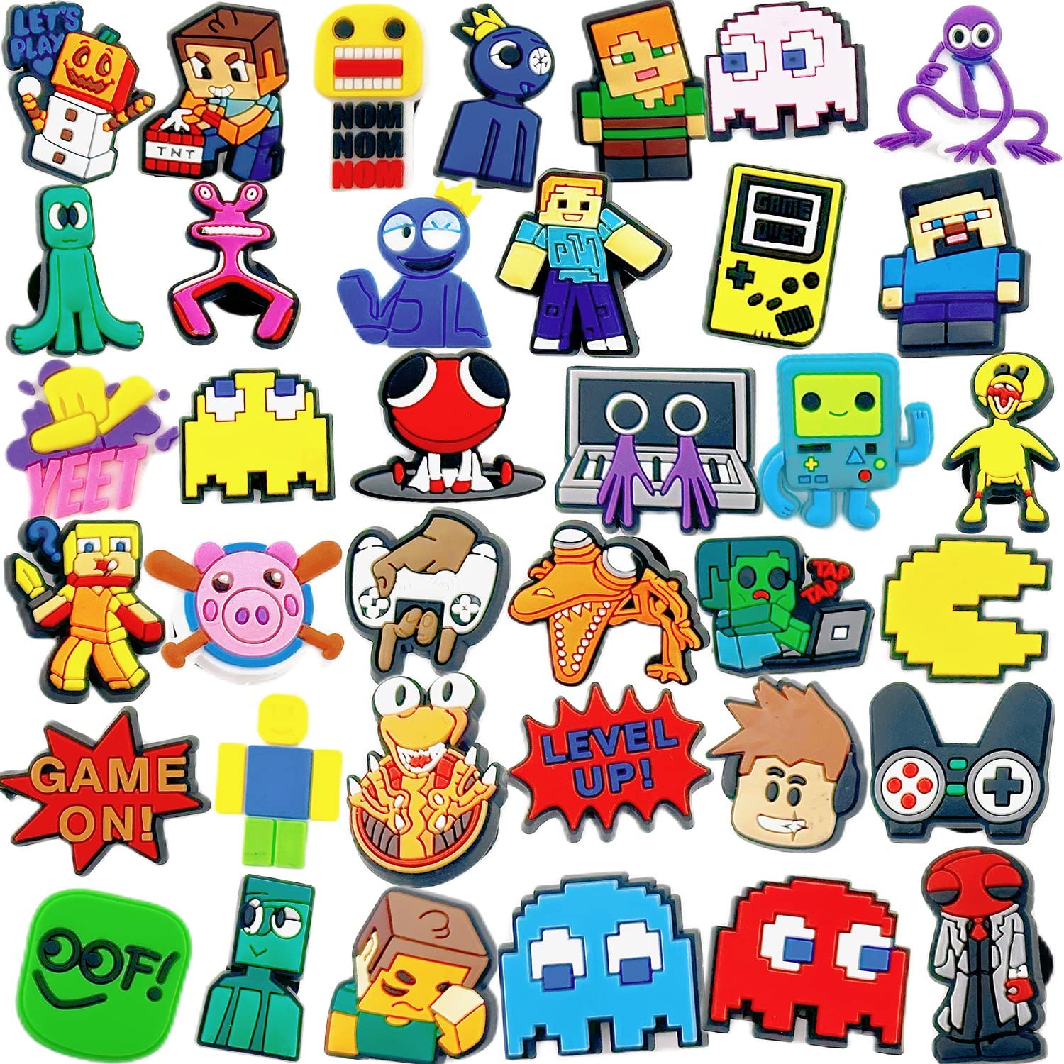 Mydikuw 37PCS Cartoon Shoe Charms Shoes Decorations Charm For Sandals Shoe Wristband Decoration Bracelets Accessoriesr for Men Women Party Favor, Rubber, No Gemstone