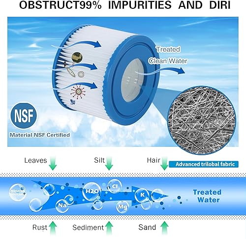 Miniatura 4 de Filtro de spa tipo VI que sustituye a filtros de bañera de hidromasaje, Lay-Z-Spa, Coleman SaluSpa 90352E, 58323E, 58323 bomba de piscina, filtro de
