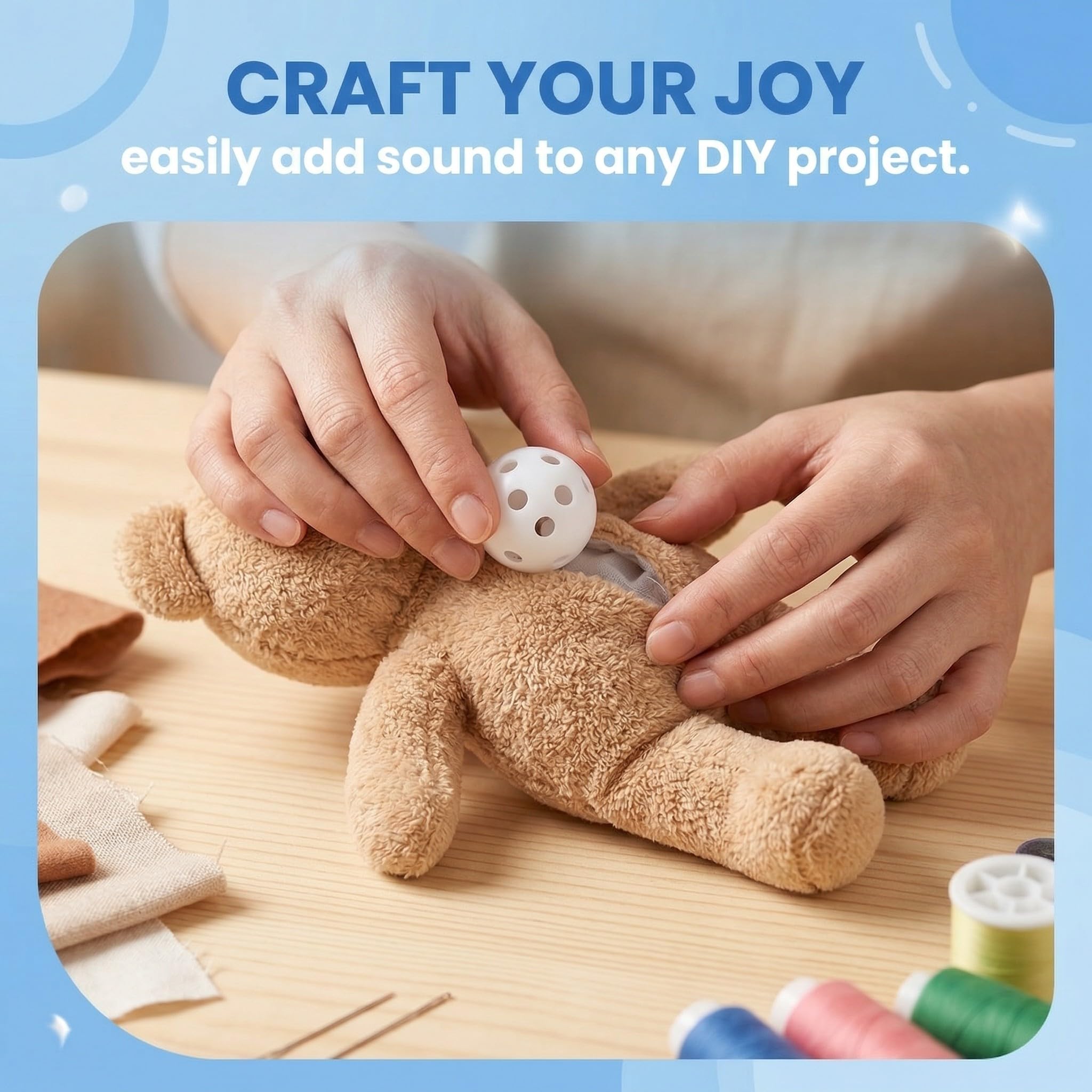 LAKJUOZ 20 Bolas De Sonajero Para Coser, Bolas Blancas De Sonajero, Fabricante De Ruido Para Peluches, Juguetes Para Bebés Y Mascotas, 24 Mm De Diámetro, Juego De Manualidades — view 2