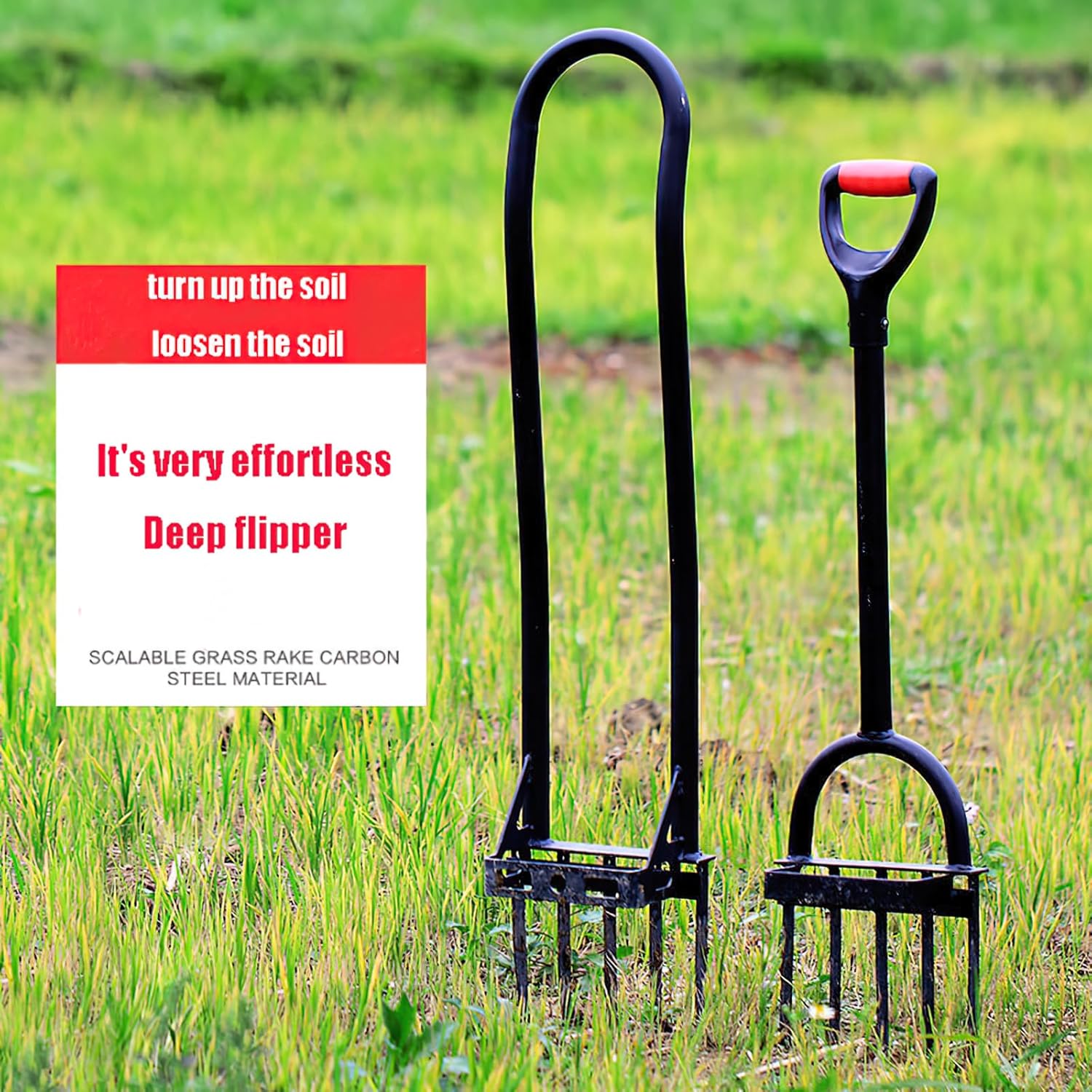 Garden hay Fork, Shovel, transplanting Shovel, Digging shovelManganese Steel Deep Soil Flipper, 48 inch Garden Fork, Labor Saving Ground Digging Tool for Crops, 8.66 inch Width