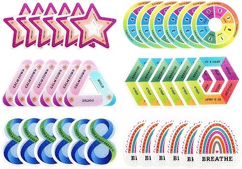 6 estilos de tiras calmantes para la ansiedad, 36 piezas reutilizables táctiles texturizados adhesivos para el aliento, calcomanías calmantes para