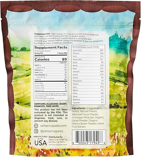 Miniatura 9 de Santa Cruz Paleo Proteína de suero en polvo, sabor a chocolate, 0.71 oz de aislado de proteína de suero alimentado con pasto por porción, sin