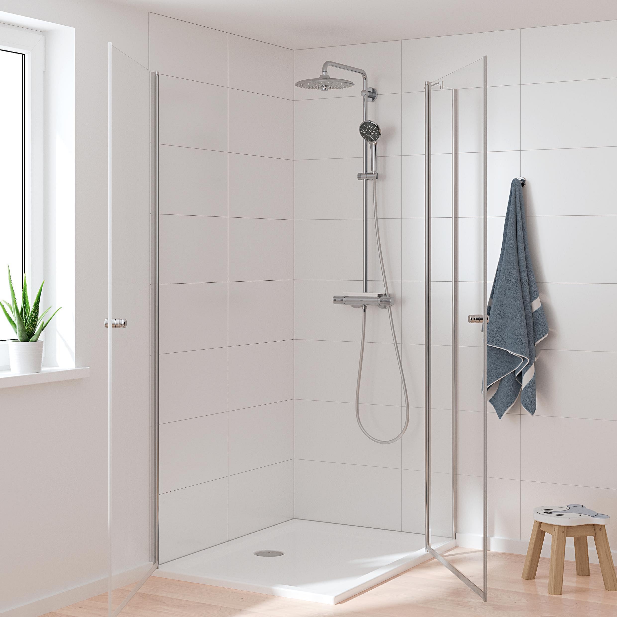 GROHE QUICKFIX | Vitalio Joy 260 | Sistema Doccia con Miscelatore Termostatico |Cromo | Con mensola porta oggetti | ‎26403002