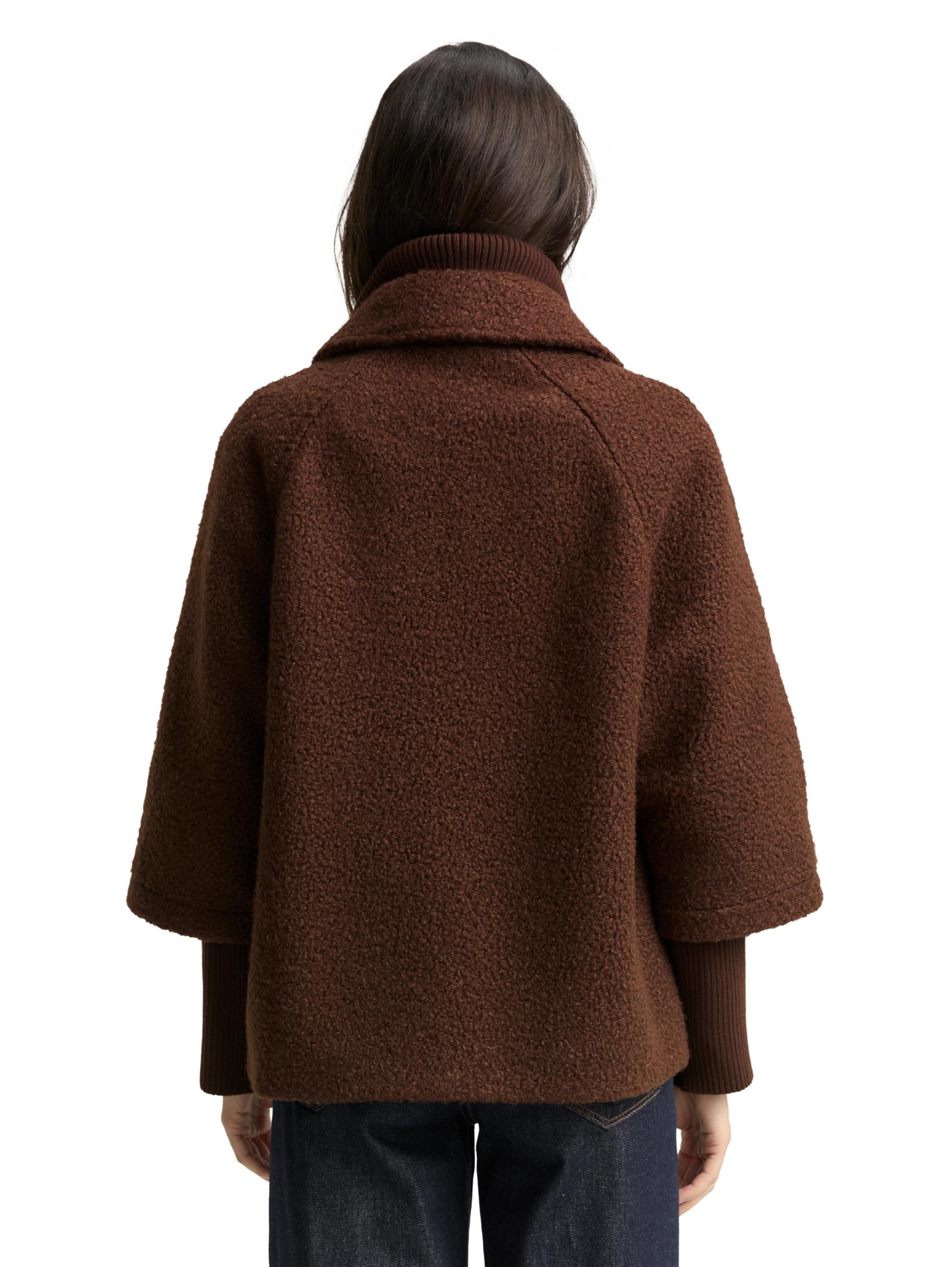 Tom Tailor Damen Bouclé Cape Jacke im 2-in-1-Look – Ansicht 2