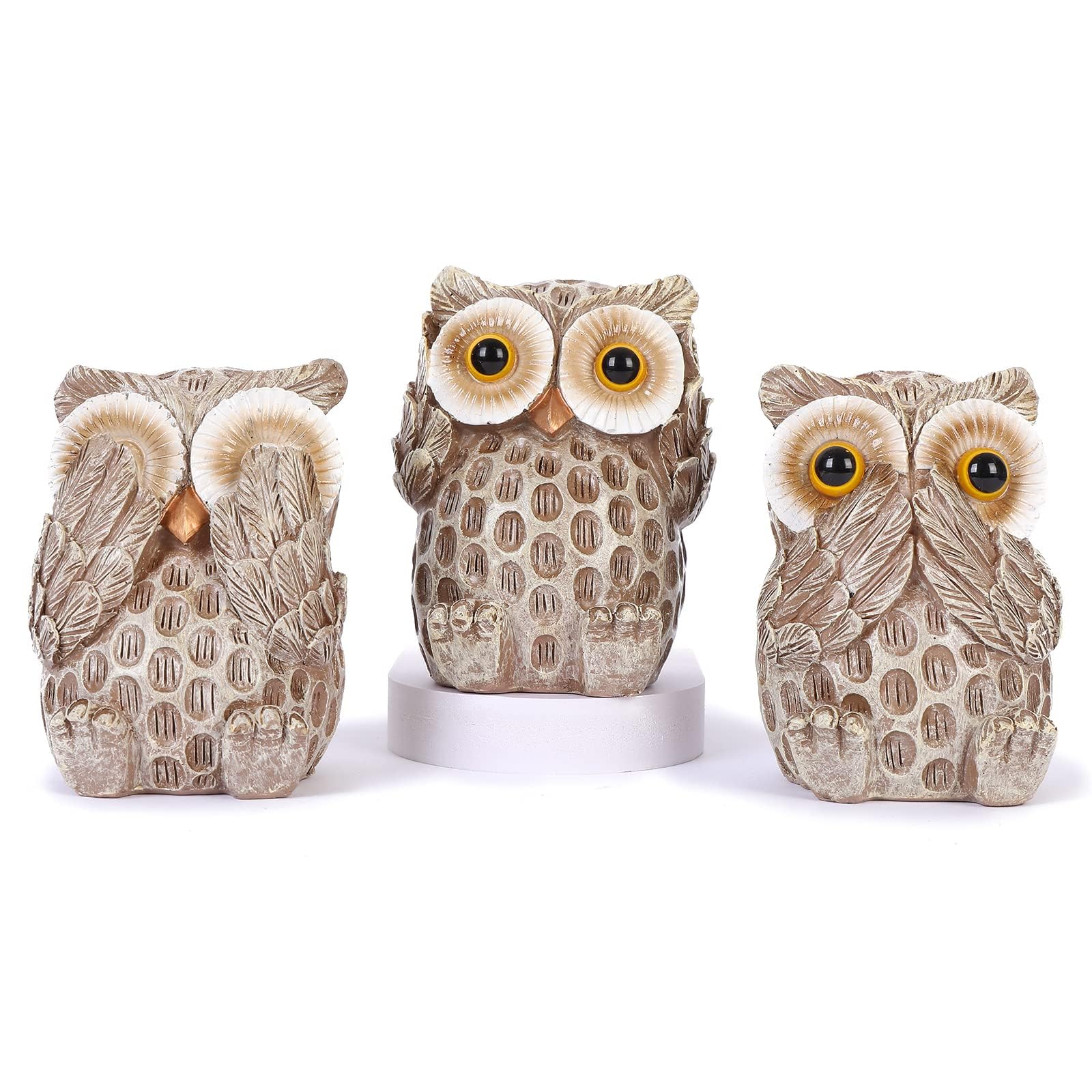 – Oossuiezl Set of 3 Owl Statues Home Décor, Cute Owl Figurines for Shelf, Living Room Bedroom Office Desktop, Bookshelf, Animal Sculptures Gifts,Small Decor Accents Items for Birds Lovers