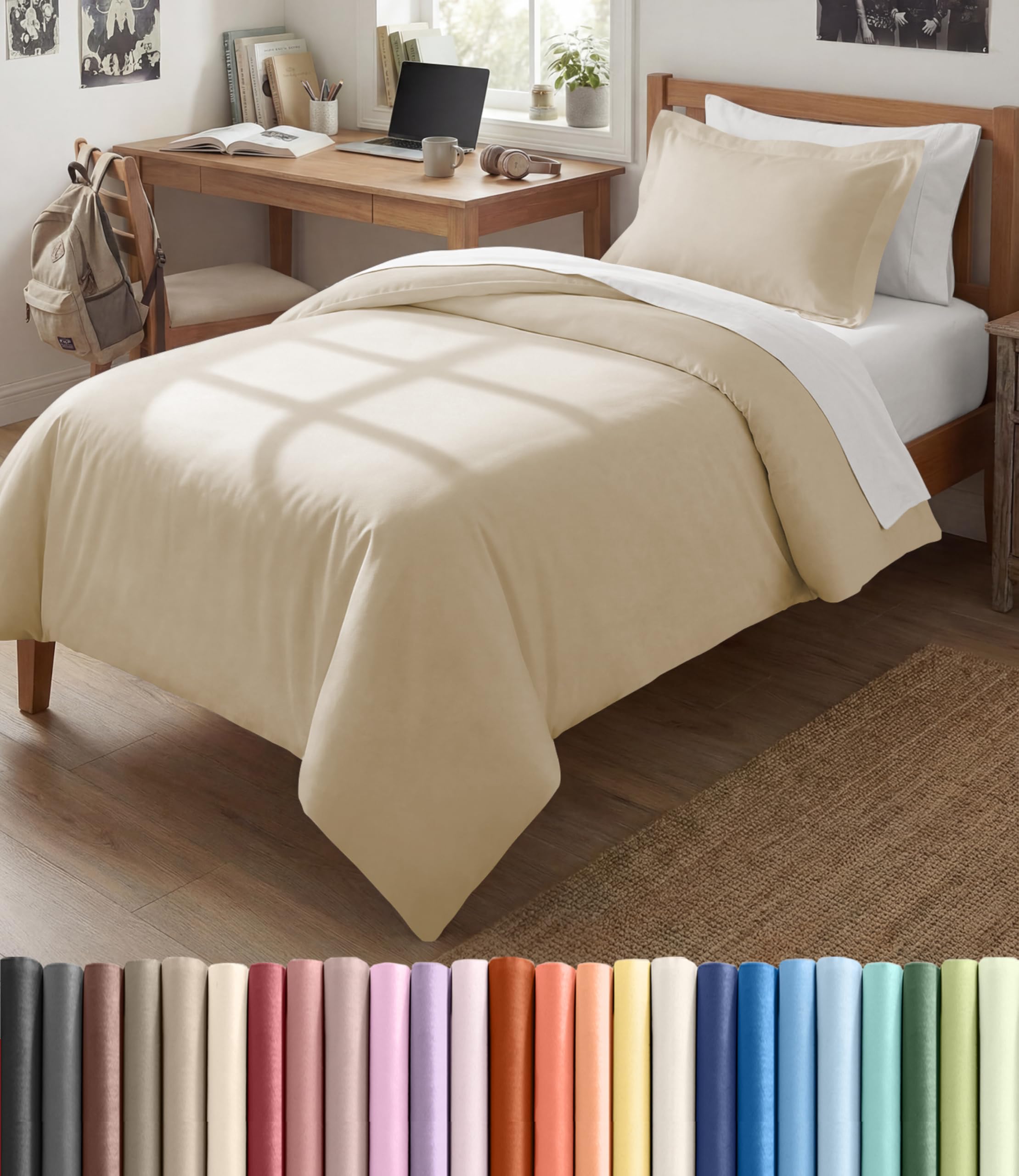 Duvet Cover Twin/Twin XL - 2 Piece Set, College Dorm Room - Off White