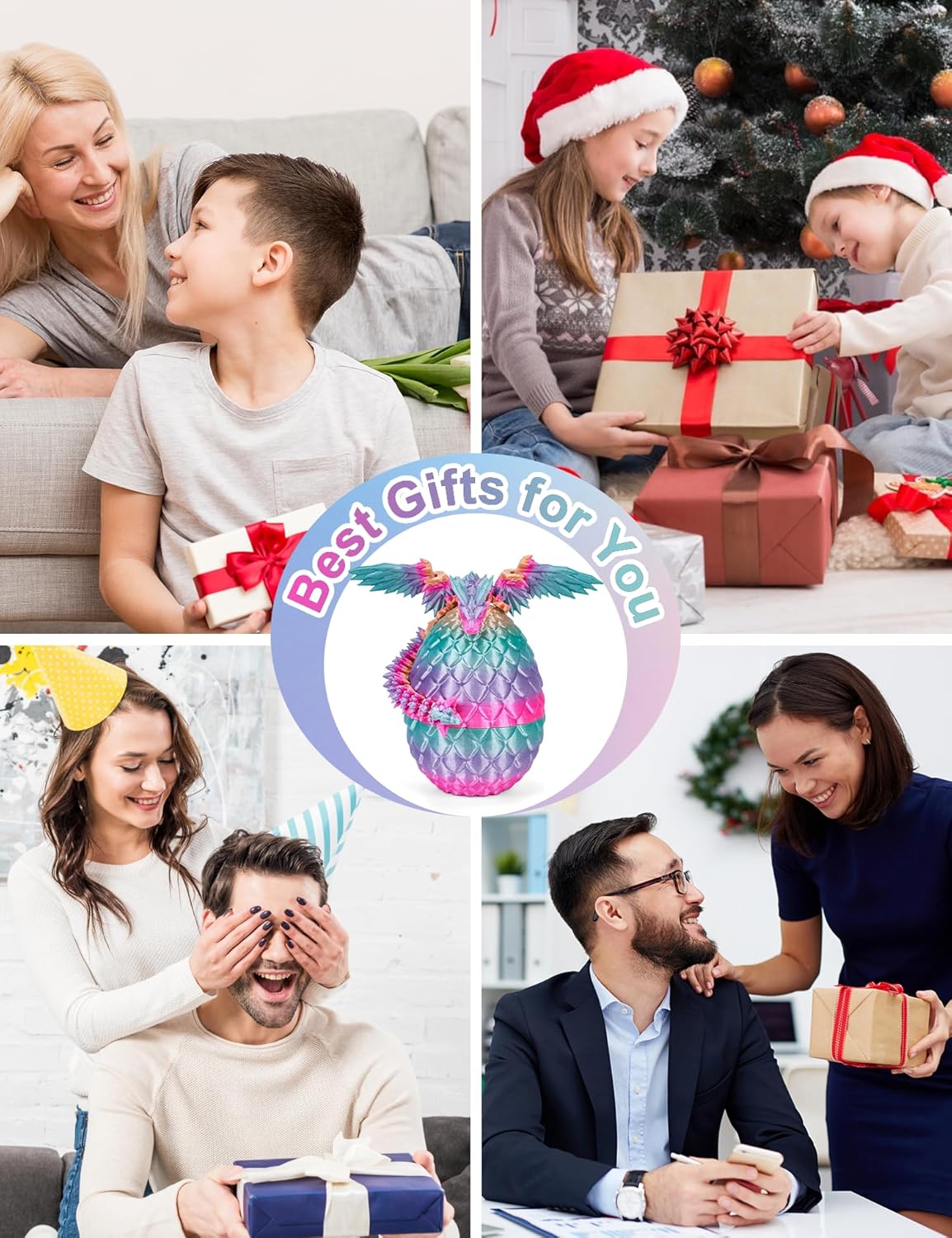 Cessfle Prefilled Easter Eggs with 3D Printed Dragon with Wings Inside, 8" 3D Articulated Crystal Winged Dragon Egg, Easter Basket Stuffers for Boys Kids Teen 4-6 5-7 8-12(Rainbow) - Image 7