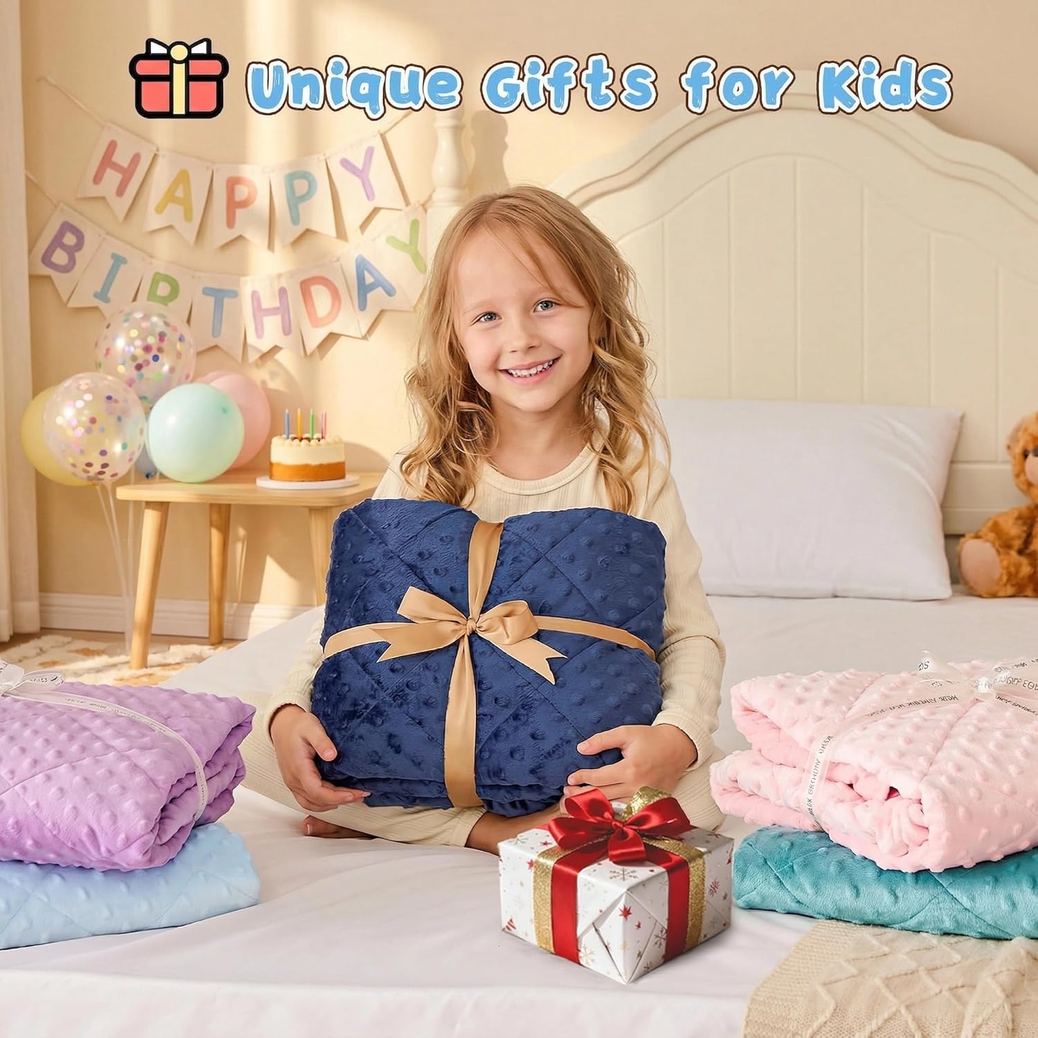yescool weighted blanket kids 5 pounds, minky kids blanket gifts for boys girls, small weighted throw blankets washable heavy blankets, winter weighted comforter for 5 6 7 8 9 year old, 36 * 48in 36*48-5lbs blue