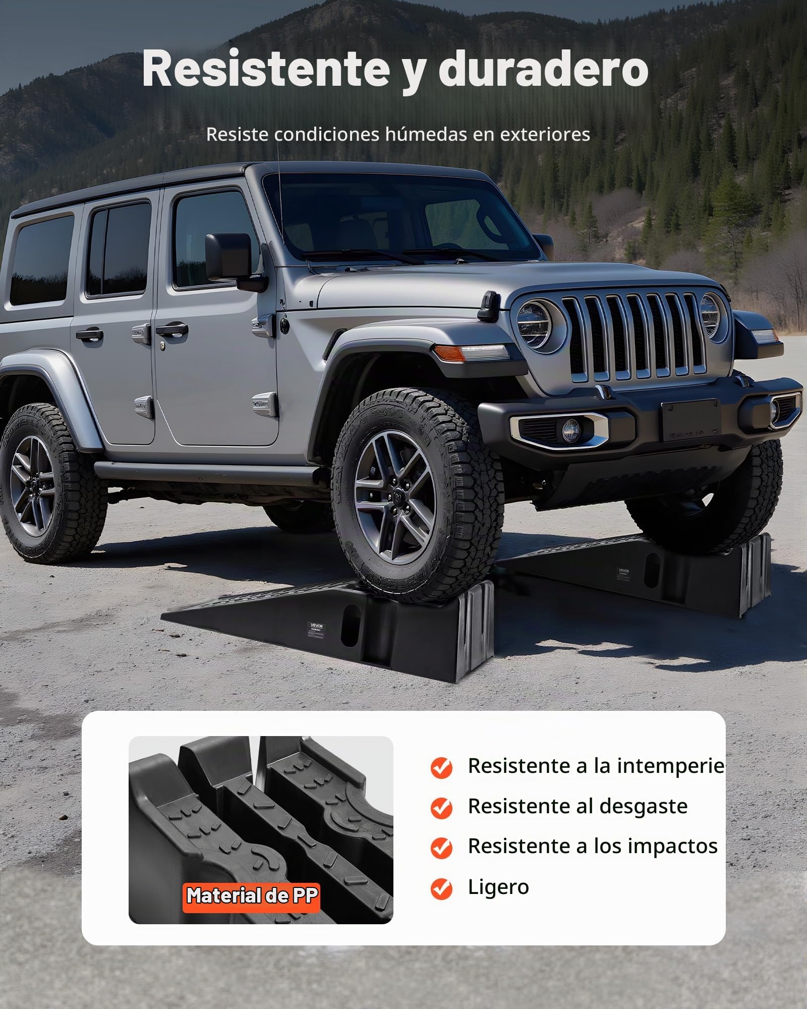 VEVOR Rampas para Coche, Portátiles y Planas, para Mantenimiento de Garajes, Cambio de Aceite y Reparación de Camiones, Capacidad de Carga 1814 kg, Ayuda para Carga, 910 x 305 x 215 mm, 2 uds