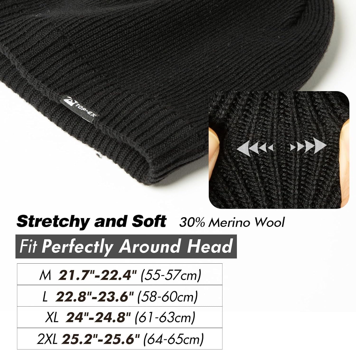 Oversized L/XL/XXL DryKnit™ Waterproof Merino Wool Blend Beanie Fleece Lined Knit Hat for All-Weather Winter - Image 5