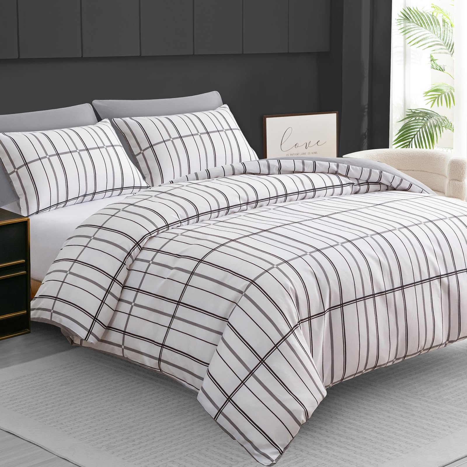 Pamposh King Size Duvet Cover SetsPremium Brushed Microfiber ReversibleHypoallergenic King Duvet Cover With Zipper Closure from B&Q