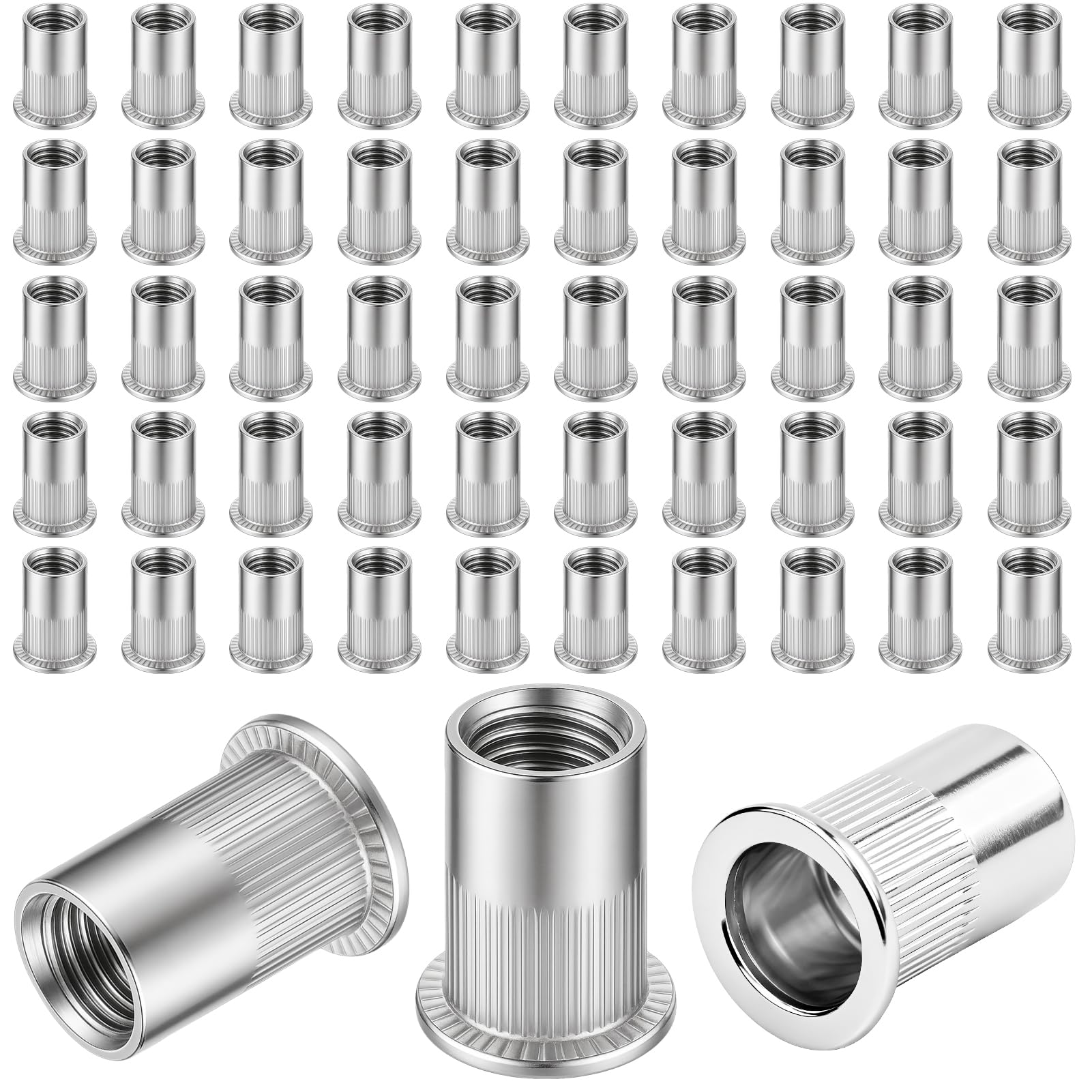 50 dadi per rivetti M5, A2 V2A, in acciaio inox, viti filettate a testa piatta, dadi monofilettati con filettatura, dadi rivetti in acciaio inox per lamiere, apparecchi elettrici e prodotti
