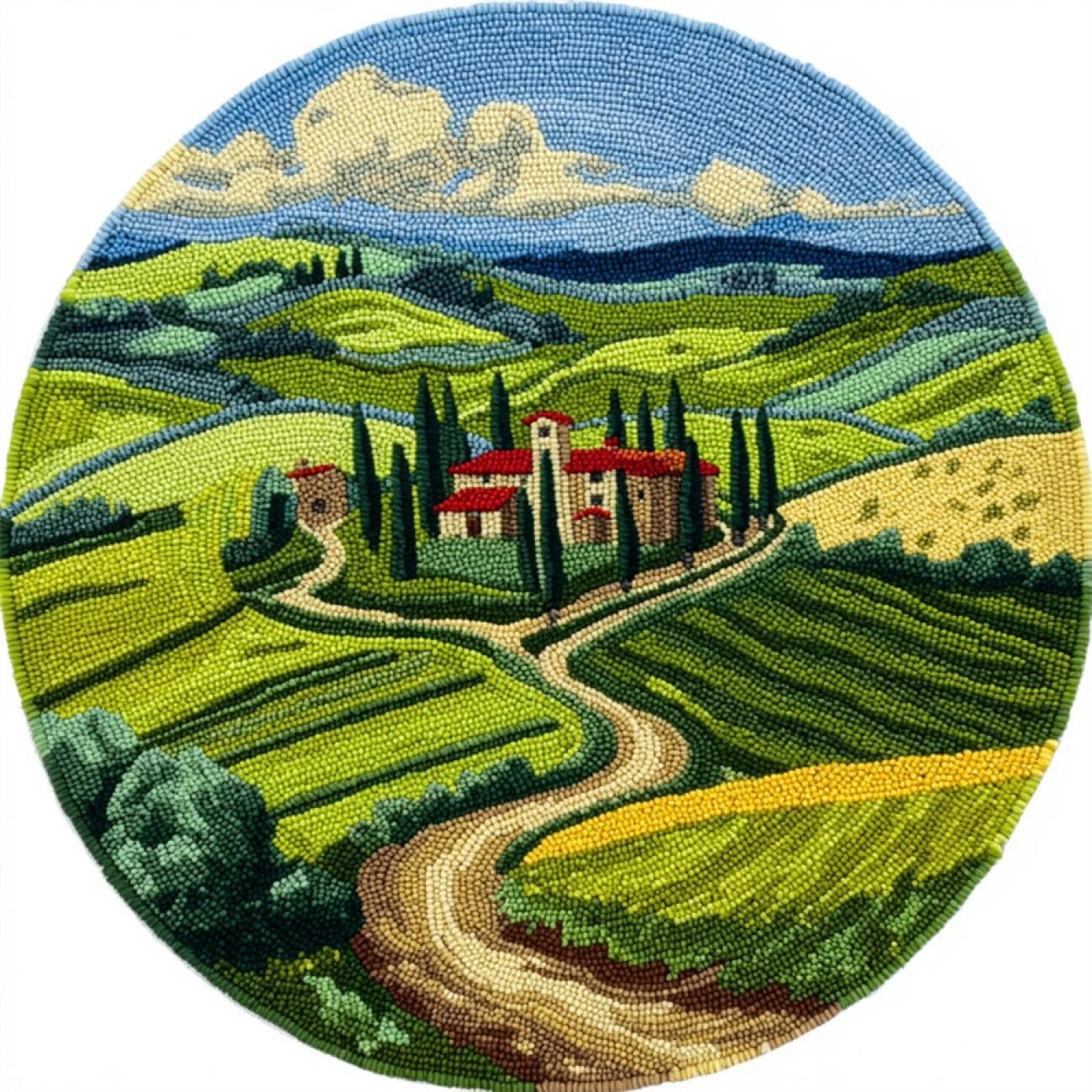 Kitquiver Rug Making Kit for Adults Green Wheat Fields 60x60cm