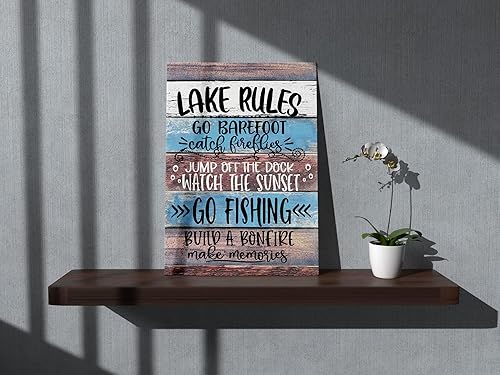 Miniatura 2 de Lienzo decorativo de madera con diseño de reglas del lago Make Memories, decoración de pared para casa de lago, decoración para casa de lago, hogar,