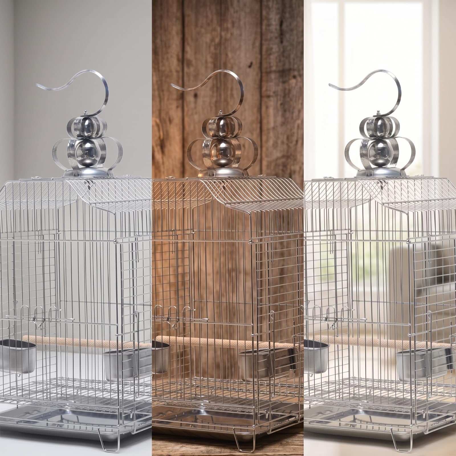 Edelstahl Vogelkäfig mit Sitzstange für, Style to 2