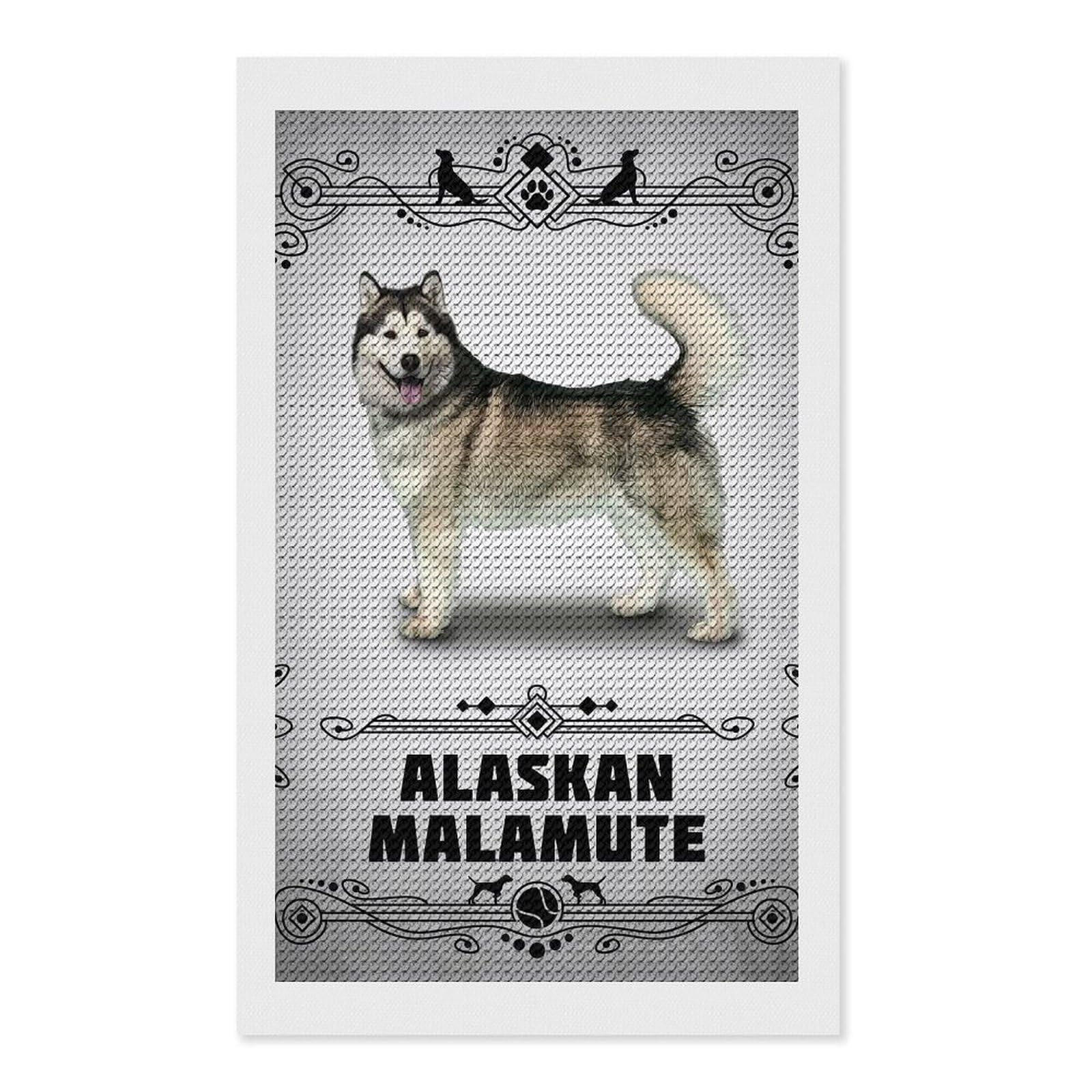 Junmoney Alaskan Malamute Diamond Painting Canvas Kit 12"x20", Leisure Activity, Aesthetic Room Decor, with Tool Kit, DIY, Gift
