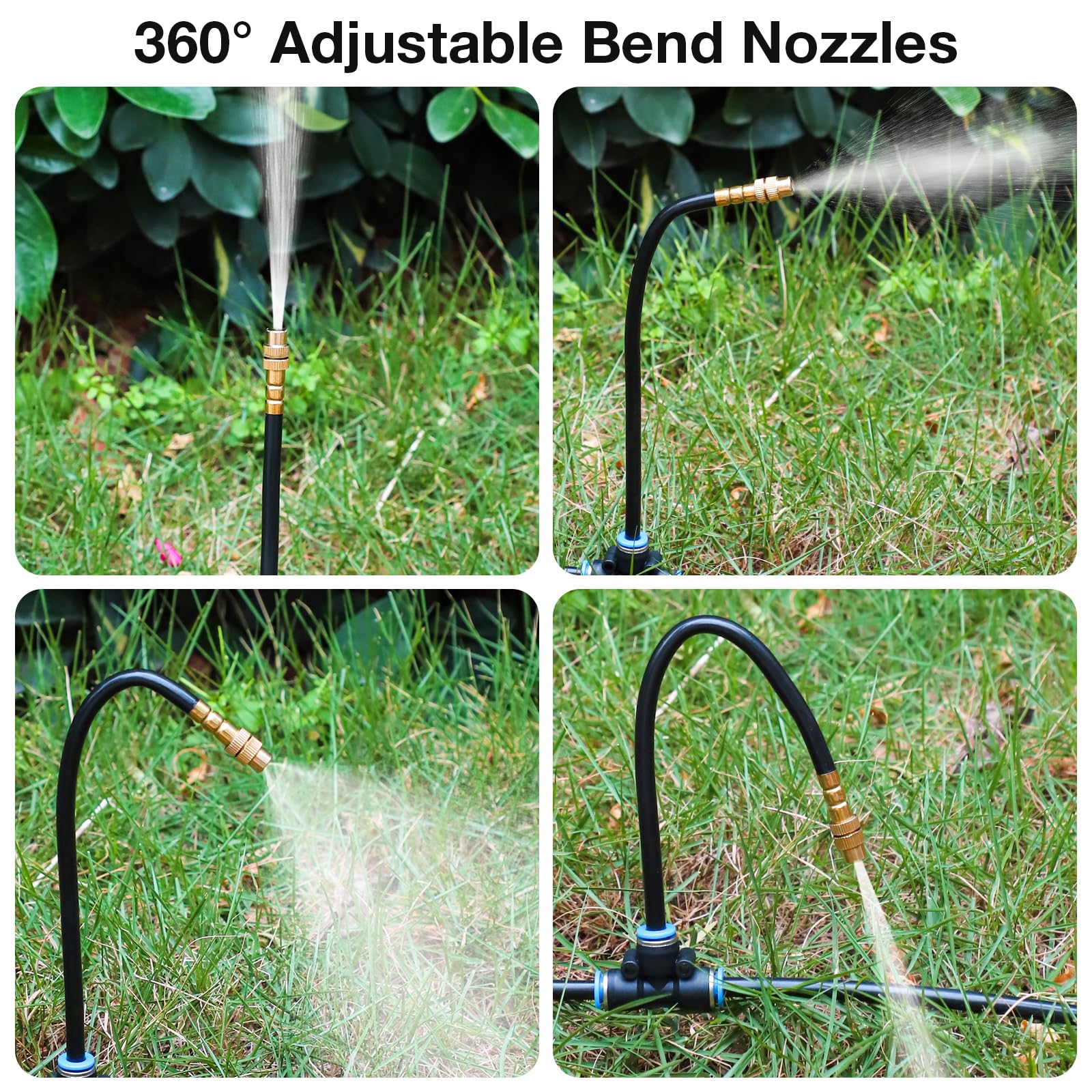 Mixc Sistema di irrigazione a goccia da 1,5 m, kit di irrigazione da giardino con 12 ugelli regolabili in rame, sistema di irrigazione atomizzante automatico per esterni, aiuole rialzate, piante in