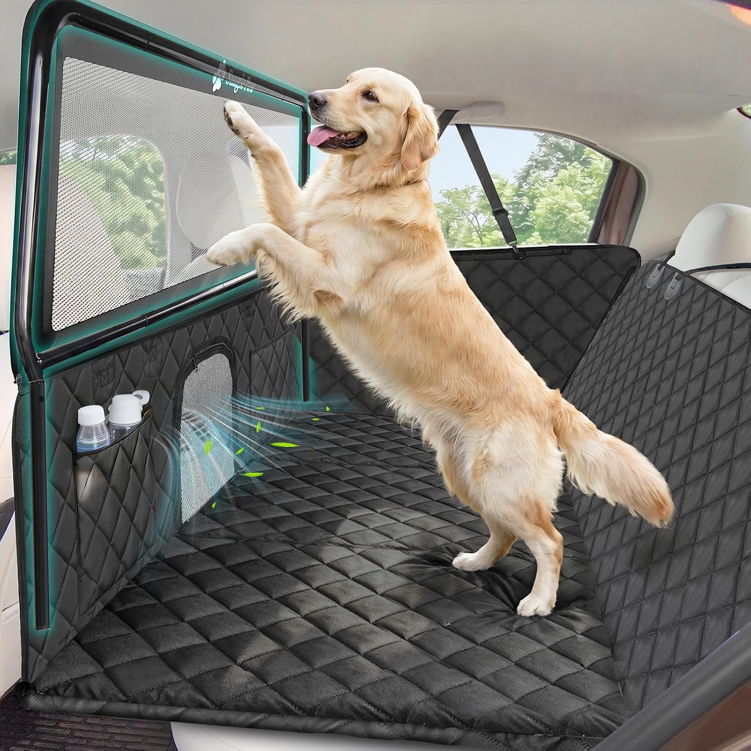 Snagle Paw Hundedecke Auto Rückbank,79cm Hohe Hundedecken für Rücksitze mit Sichtfenster-Mesh,Wasserdicht & rutschfeste Hartschalen-Unterseite Tragkraft 200 kg,Universelle Hundedecke für SUV und LKW