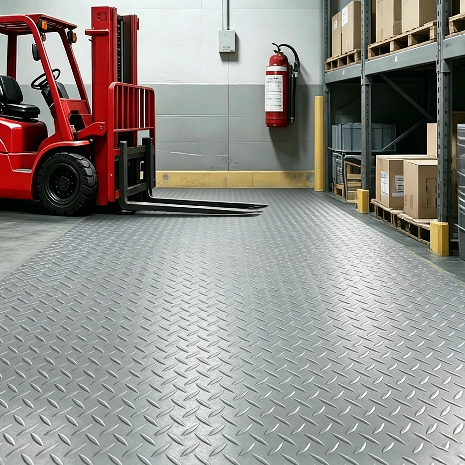 Garagenboden Matten Wasser- und Ölabweisend - Gummimatte Meterware rutschfest mit Noppenmatte, Gummiläufer Tränenblech-Struktur Stärke 1.5 mm 3 mm 5 mm(Grey 5mm,W 0.9 x L 1 M)