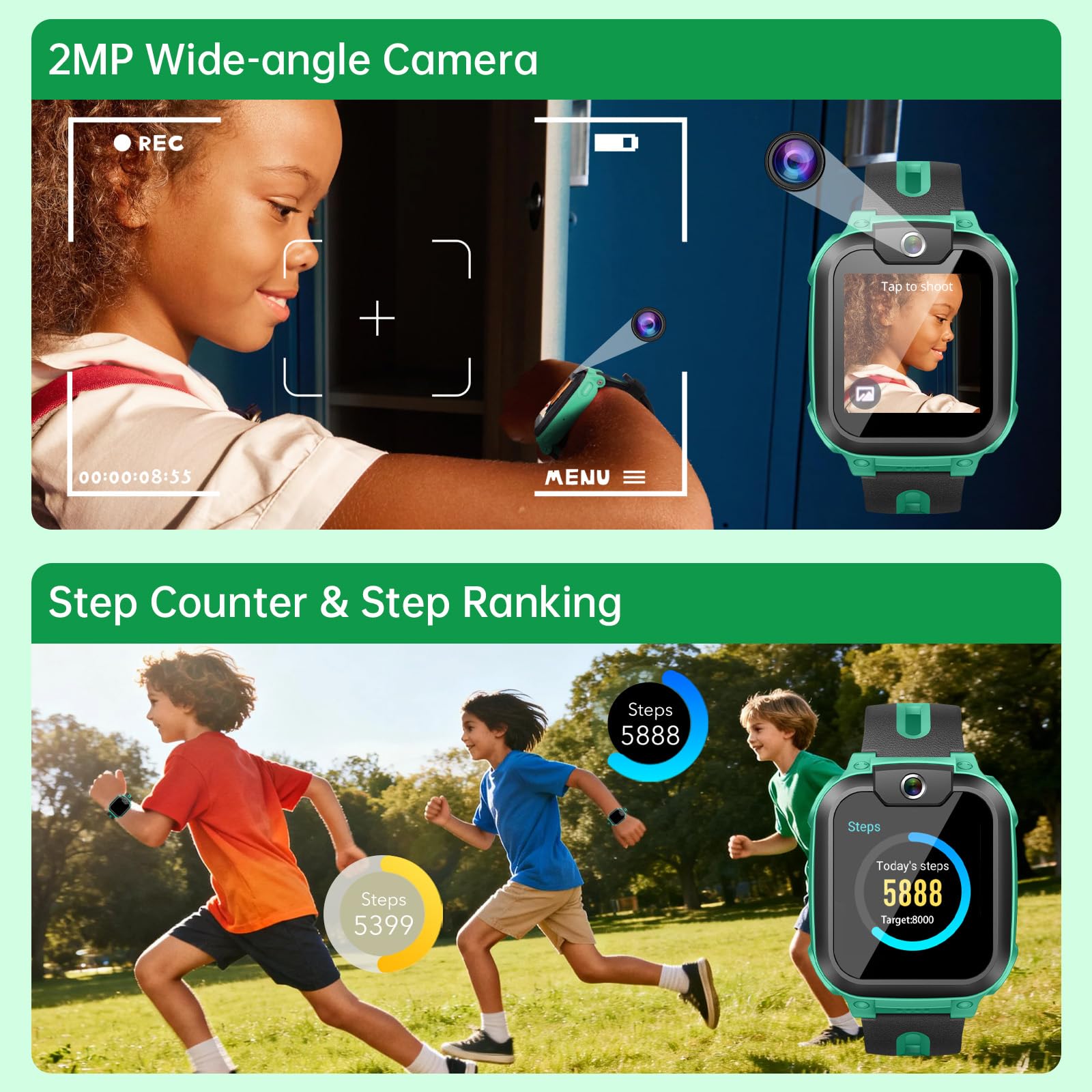 imoo Z1 Reloj Inteligente niño，smartwatch niños con GPS y Llamadas， 4G Smartwatch Niños con Tarjeta SIM y Video HD，IPX8 Reloj Inteligente niño Resistente Agua (Z1, Verde)