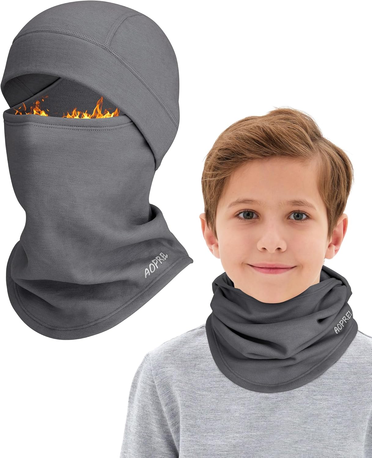 Kids Balaclava Ski Mask, Modal Wool Blend Soft Face Mask for Boys & Girls, Windproof Full Face Cover for Cold Weather