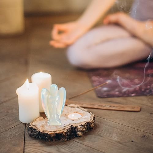 Miniatura 5 de Artistone Estatua de ángel guardián de cristal opalita de 2 pulgadas, piedras preciosas naturales y cristales, figuras de ángel de bolsillo con caja