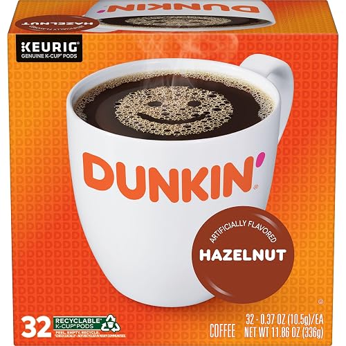 Dunkin’ Hazelnut Artificially Flavored Coffee, Keurig K-Cup Pods, 32 Count
