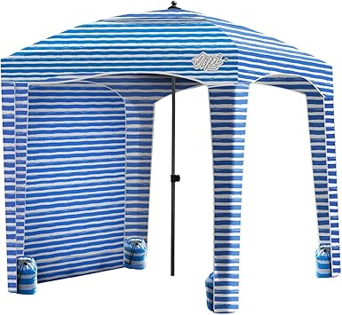 Qipi Beach Cabanas for Sand, Beach Canopy with Sandbags & Side Wall for Family, Easy Set Up Sun Shelter, UPF 50+ UV Protection with Roof Vent