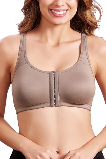 MAROON 922 Women Cotton Brushed Lycra Full Coverage No Bounce, Non-Wired, Non-Padded Front Open Magic Bra with Back Support