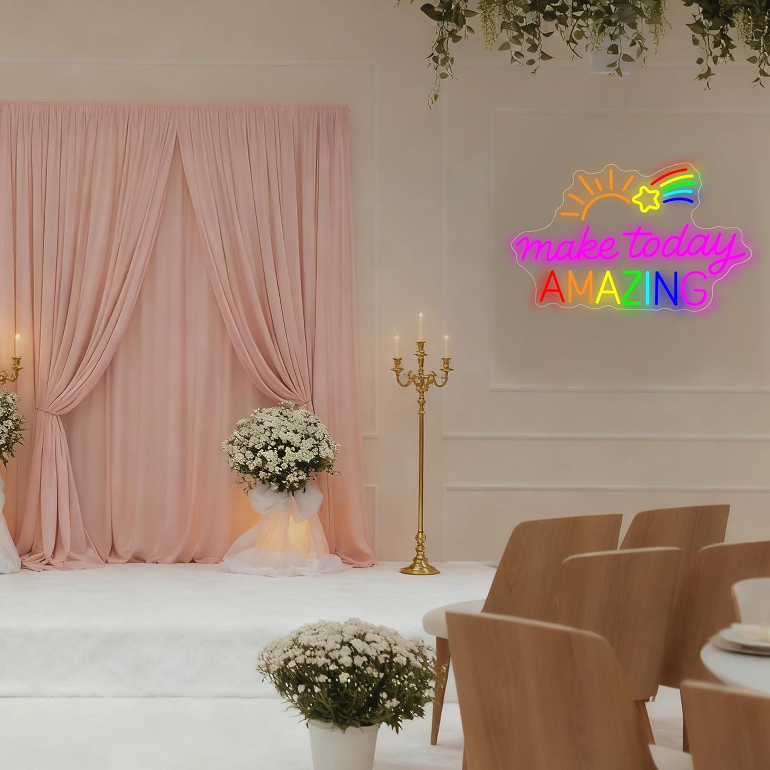 Make Today Amazing Neon Sign, Adjustable Neon Sign for Classroom Sunrise Rainbow LED Light Sign for Christmas Party Birthday Cafe Wedding Gym Classroom - Image 8