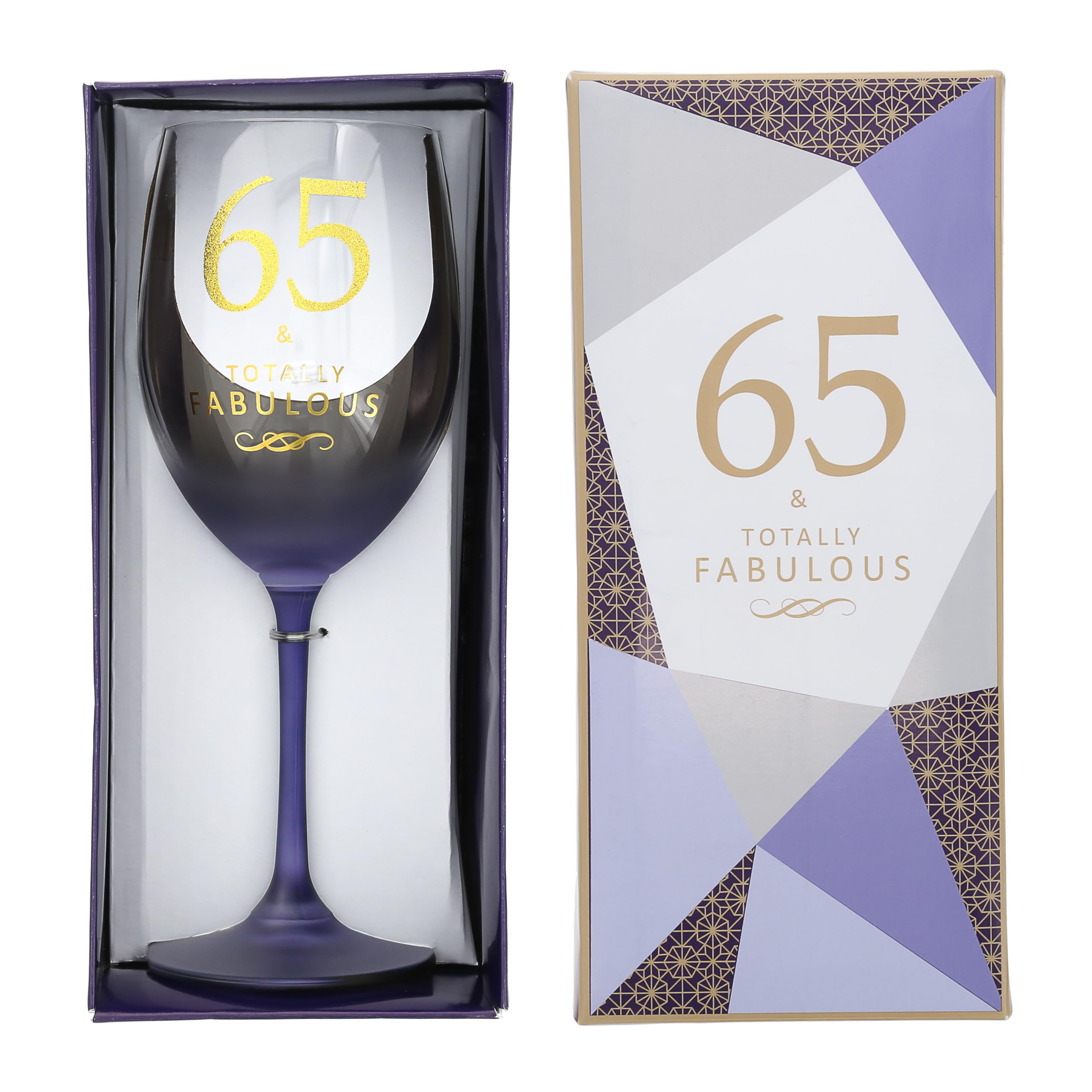 65 & Totally Fabulous Wine Glass - Birthday Gift -1