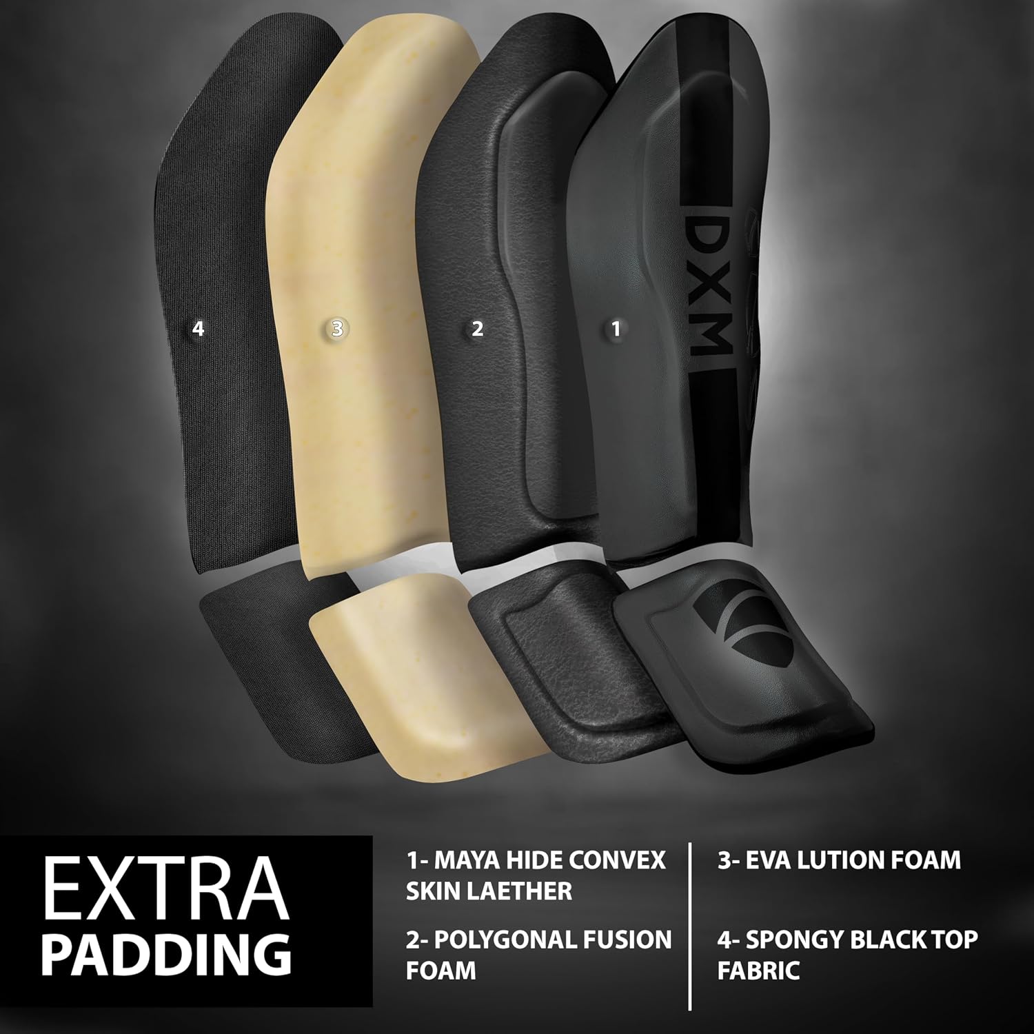 DXM SPORTS Martial Arts Shin Guards Kickboxing Leg Guards with Instep Protection for for Muay Thai, Boxing, MMA, Karate, Taekwondo, Sparring, Training, MMA Equipment