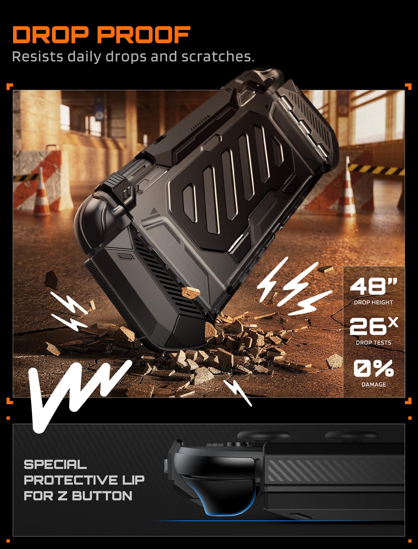 SUPCASE Coque avec Support pour Nintendo Switch 2 (2025), [Support Pliable] [Protection Qualité Militaire] [Joycons à Retrait Rapide] Accessoires Dockable Coque Compatibles avec Switch 2, Noir