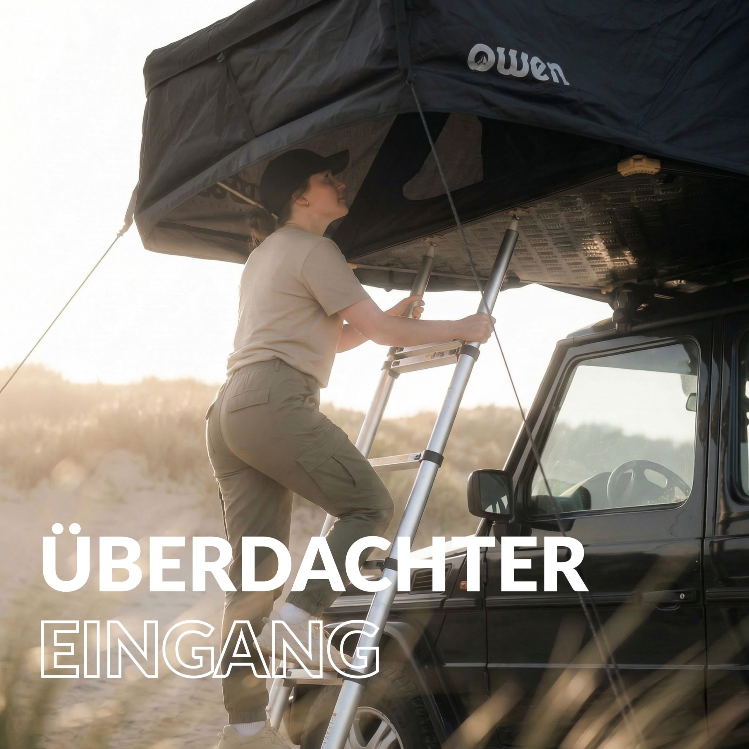 Owen® Two+ Dachzelt | Verfügbar mit Vorzelt-Option | Wählbare Farben | Geräumiges, Komfortables Autodachzelt | Ideal für Auto-Camping | Vielseitiges Campingzubehör