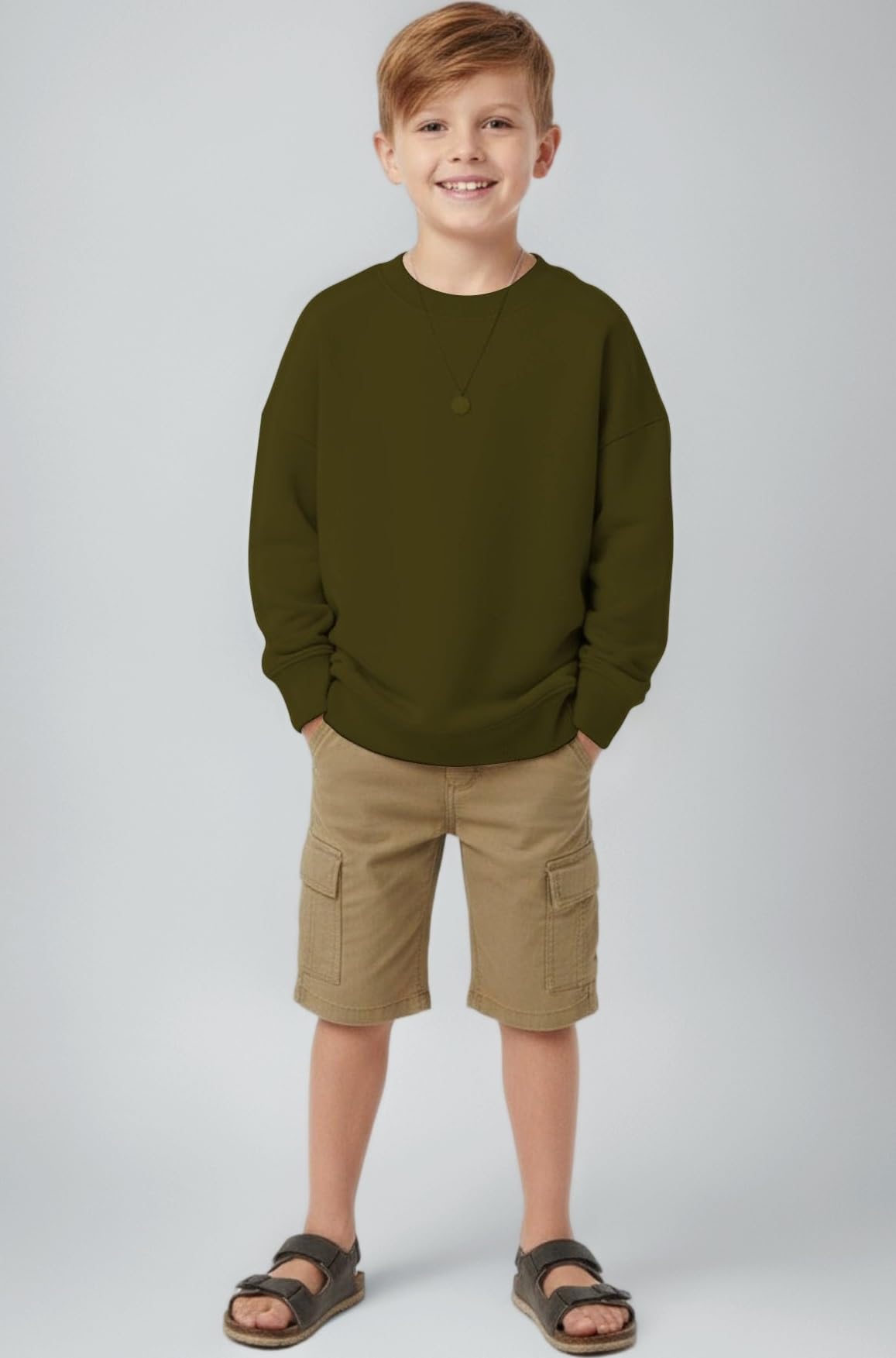 Boy’s Fleece Stretchable Full Sleeves Sweatshirt Regular Fit Round Neck Casual Winterwear for Kids and Boys SSBS54