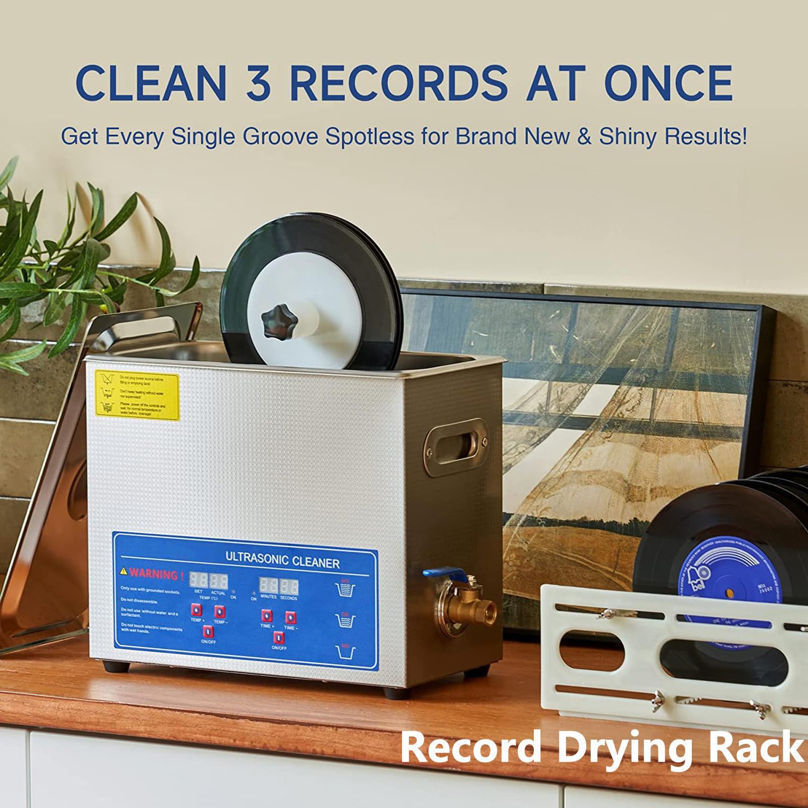 Pulitore Per Dischi In Vinile A Ultrasuoni Da 6 Litri, 40 KHZ, Macchina Per La Pulizia Del Vinile Con Rotazione Automatica, Timer E Controllo Della Temperatura, Lavatrice Professionale Per Dischi