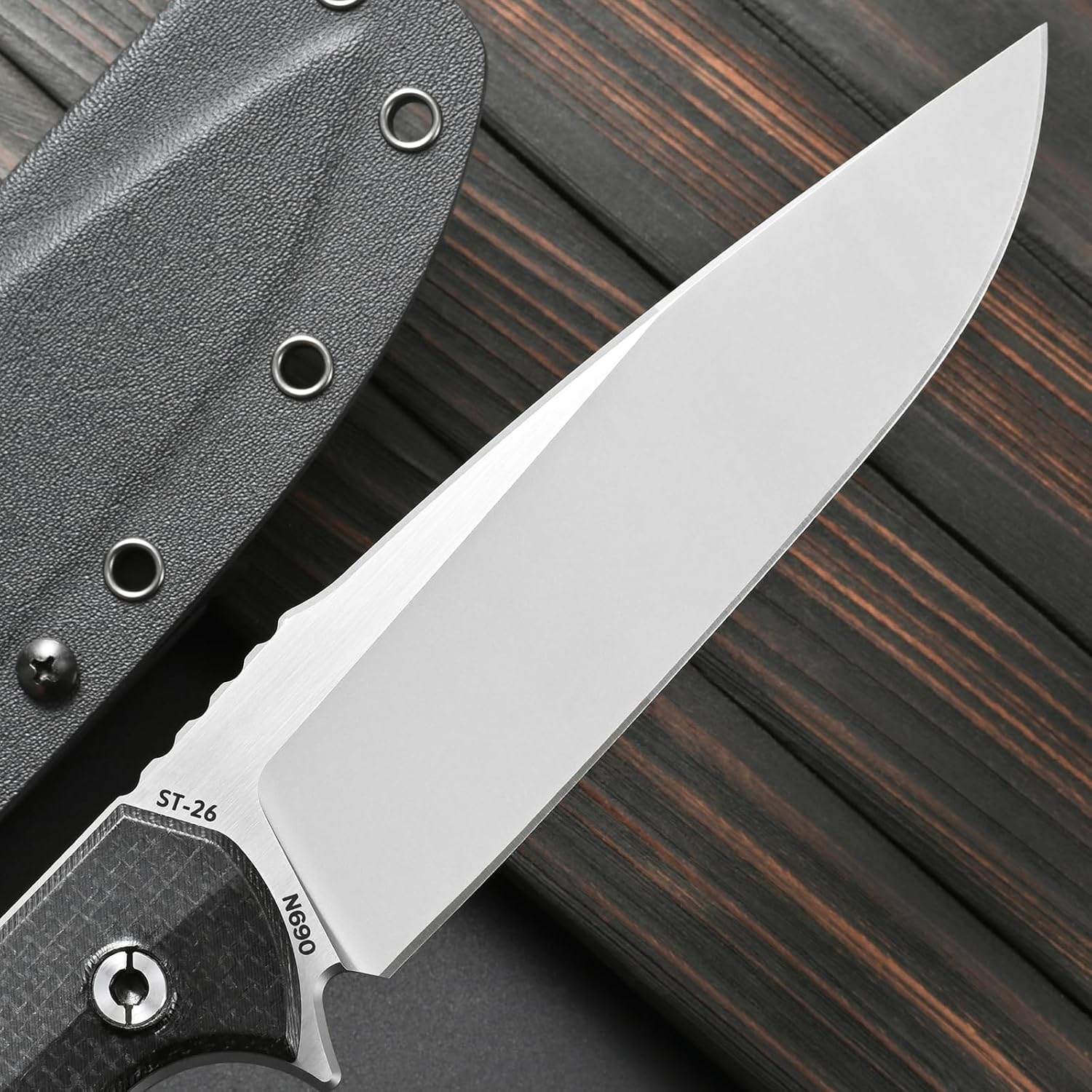 Sitivien ST26 Fixed Blade Knife N690 Steel Blade Micarta Handle Full Tang EDC Fixed Knifes for Outdoor Activities Working Camping(Black)
