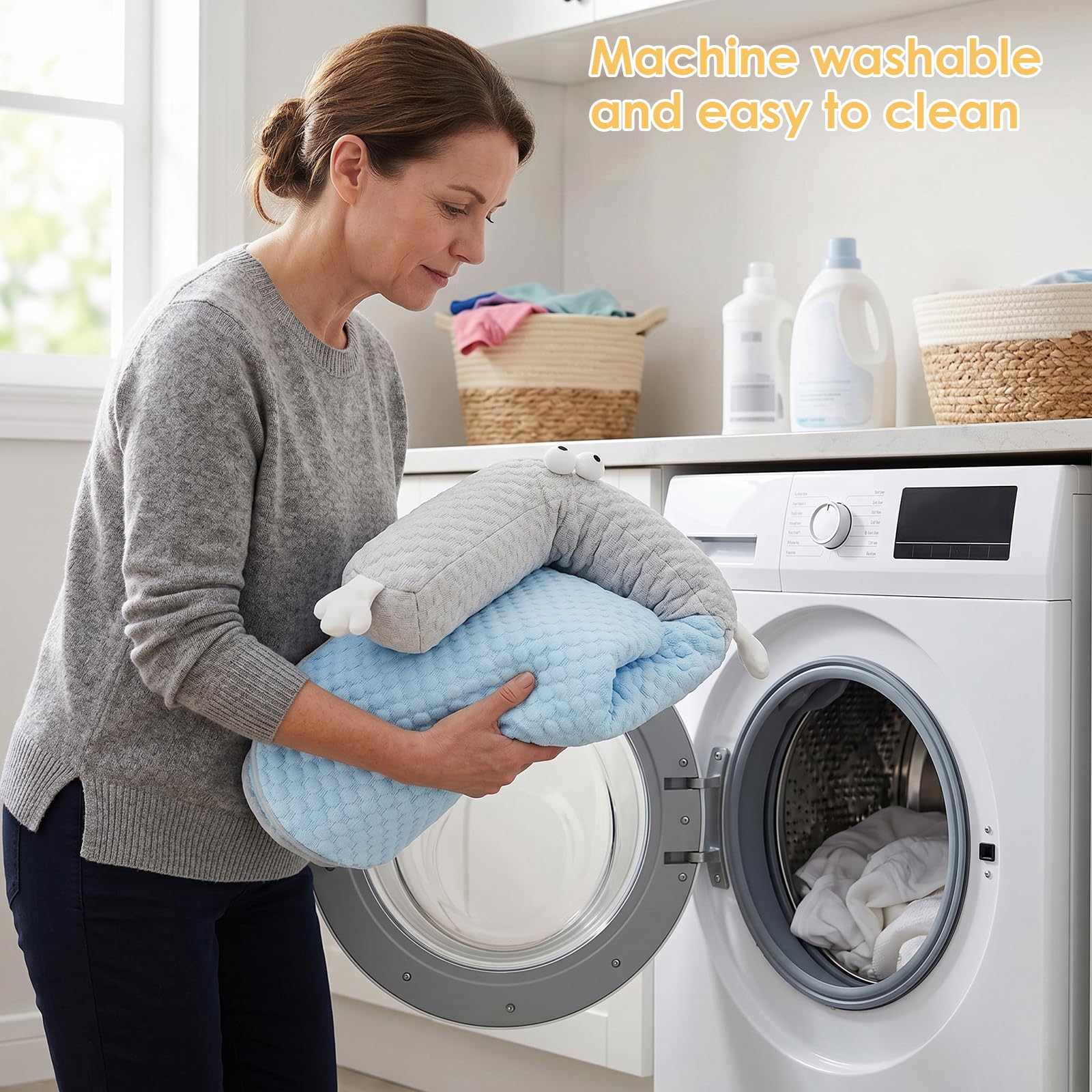 LOMUG Katzenkuhlbett Waschbar65 * 50cm lit U-fōrmigem Kopfkissen Katzen Bettchen fur Katze HundeKihlmatte Fur Katzen Hnd Kuhlende Latte Haustiermatte