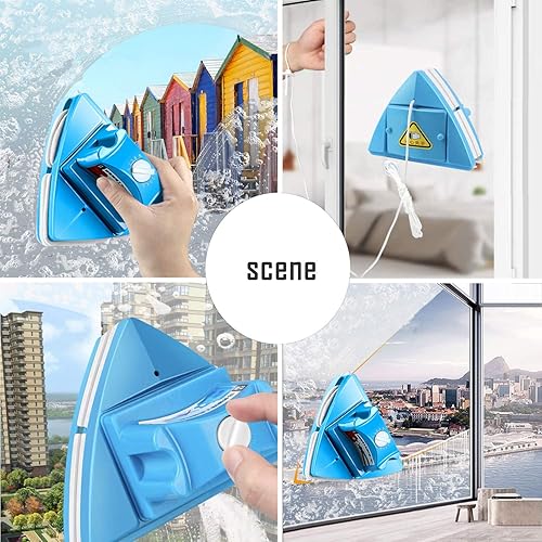 Miniatura 2 de Limpiador de ventanas de doble cara, herramientas de limpieza magnética para limpiaparabrisas de vidrio, 4 engranajes ajustables, herramientas de