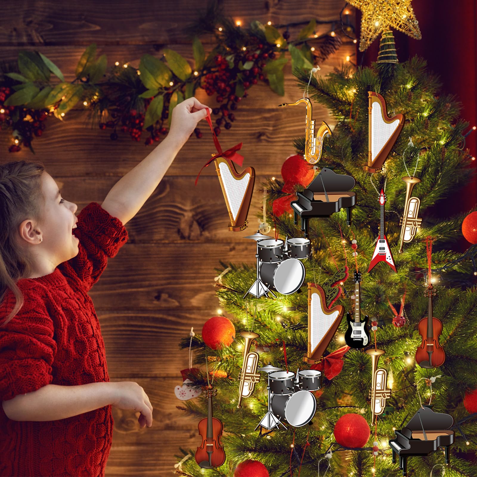 Produktbild von Musikalischer Adventskalender, 24 Stück Musikinstrument-Ornamente Für
