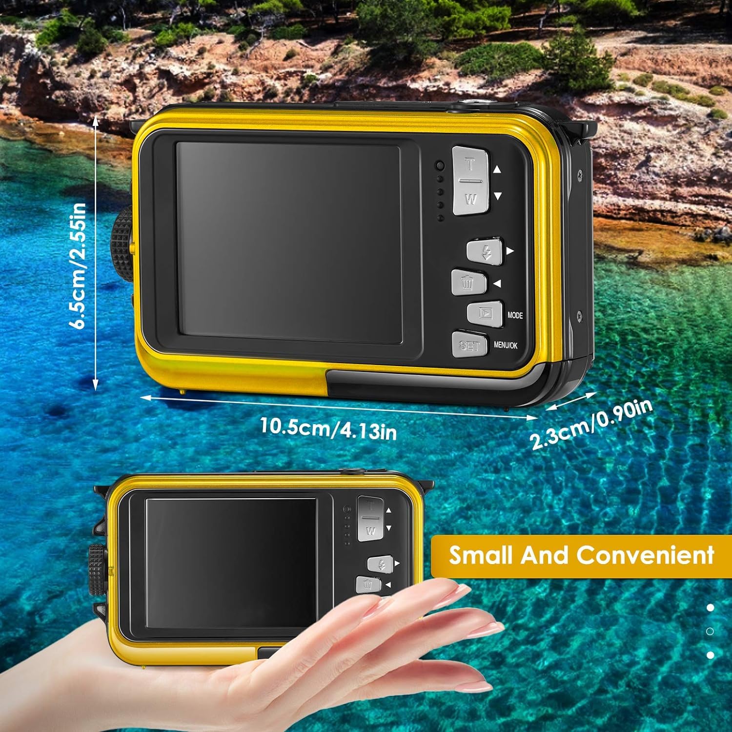Fotocamera impermeabile digitale Full HD 2,7 K 48 MP Macchina Fotografica Subcquea 16 x Fotocamera Subacquea Impermeabile Macchina con microfono a LED ritardatore per adolescenti