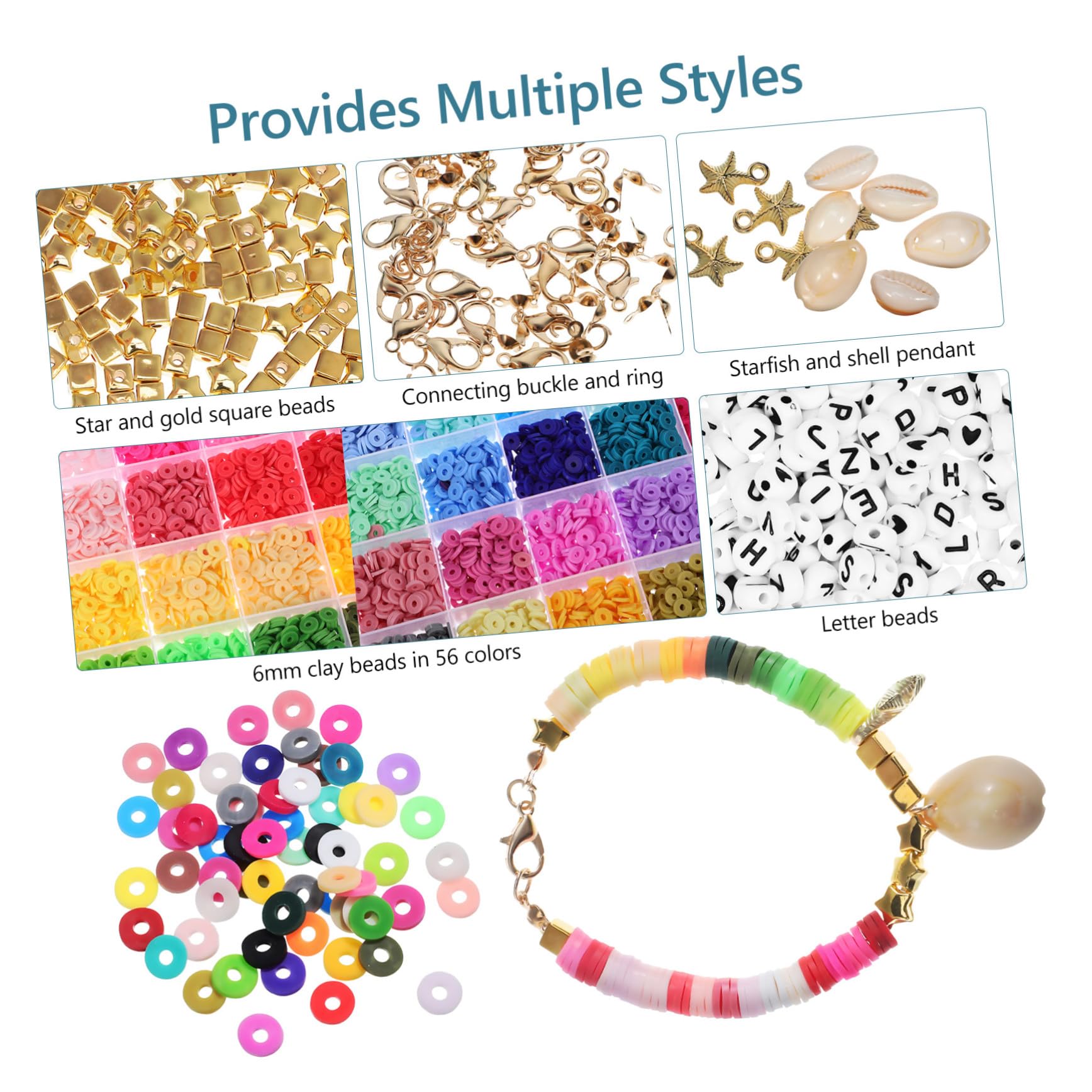Hemobllo Kit Di Perline Di Argilla Ciondoli e Accessori Per Creazione Di Gioielli Fili e Fermagli Inclusi Per Braccialetti e Collane Fai Da Te