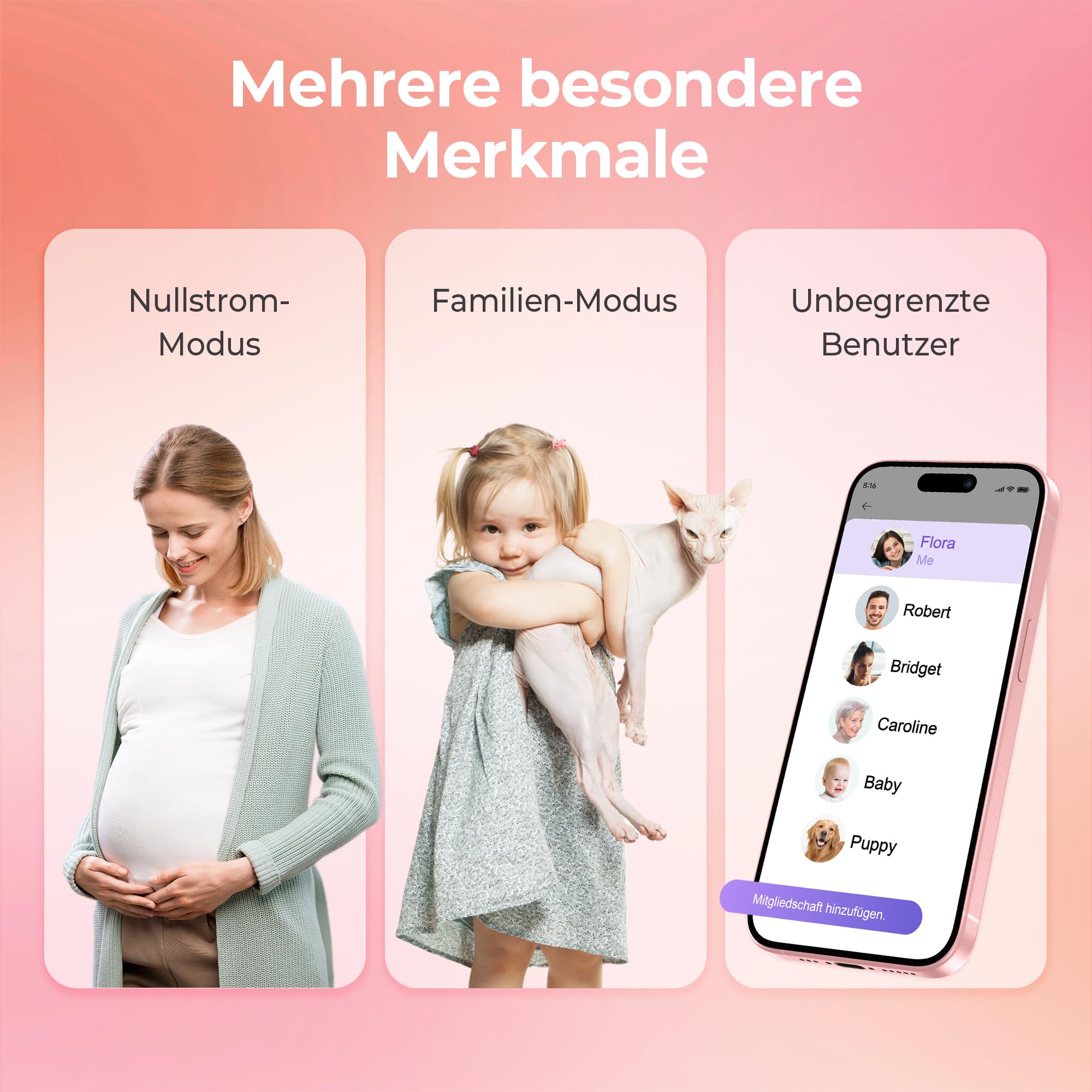 Ovutek Personenwaage Körperfettwaage für Körperfett, Körperwaage Digital mit Frei Smartphone-App BMI-Waage Genaue 14 Körperzusammensetzung, Rosa Waage Personen 180kg