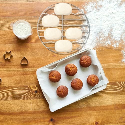 Miniatura 6 de Barbacoa Accesorios Rejilla Rejilla redonda de acero inoxidable para hornear pasteles de galletas de costilla, 11.7 pulgadas